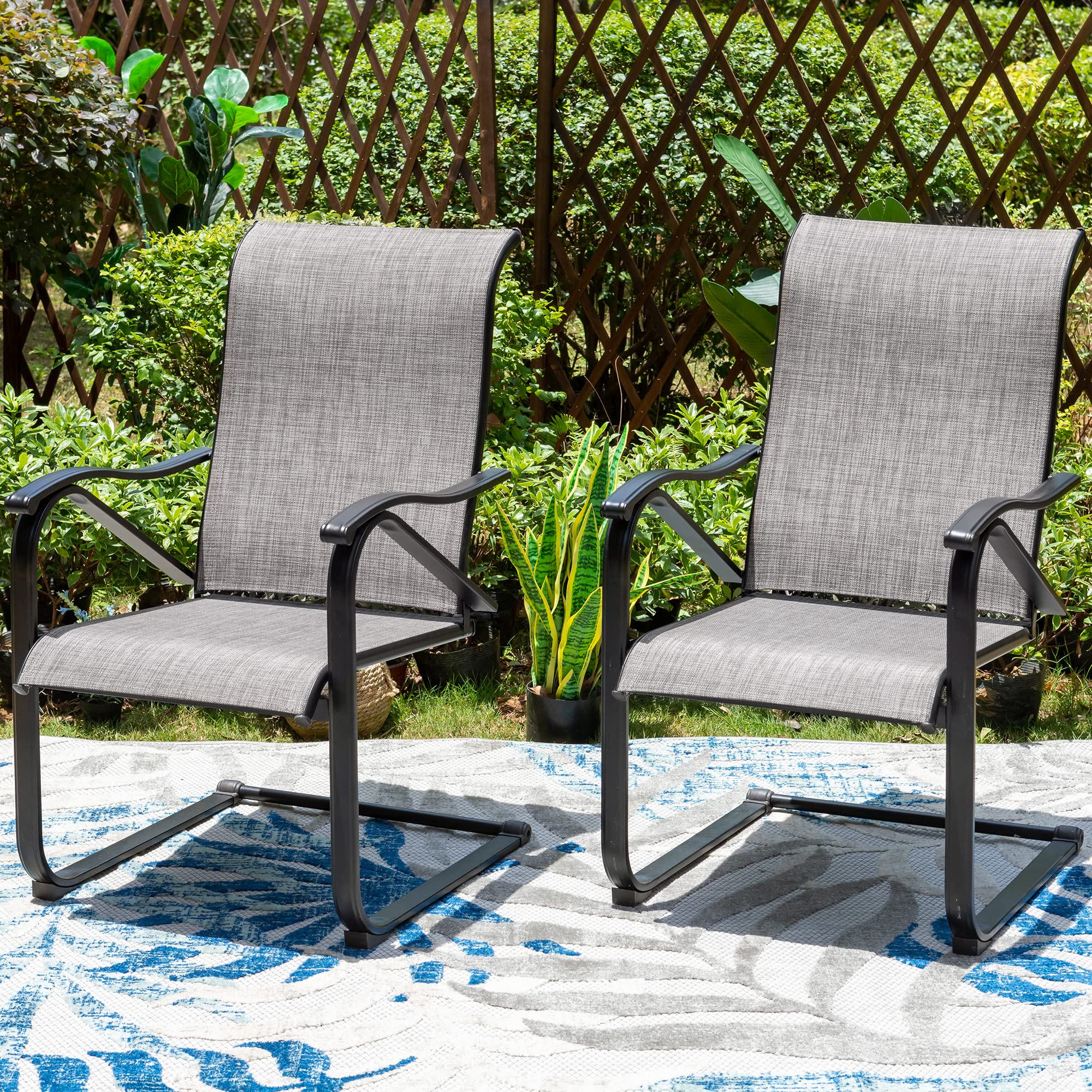 Sophia & William 2-Piece Slingback Patio Chairs Set - Heavy Duty Outdoor Spring Motion Chairs with 300lbs Weight Capacity - Perfect for Garden, Backyard, Poolside & Patio Relaxation