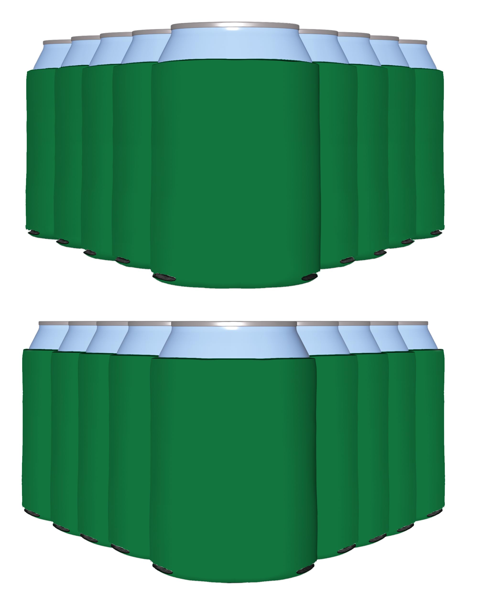 Kelly Green Blank Can Sleeves - 200 Pack Collapsible Can Coolers for DIY, Wedding & Bachelorette Parties | Bulk Insulated Beer Koozies for Outdoor Events, Picnics & Tailgating