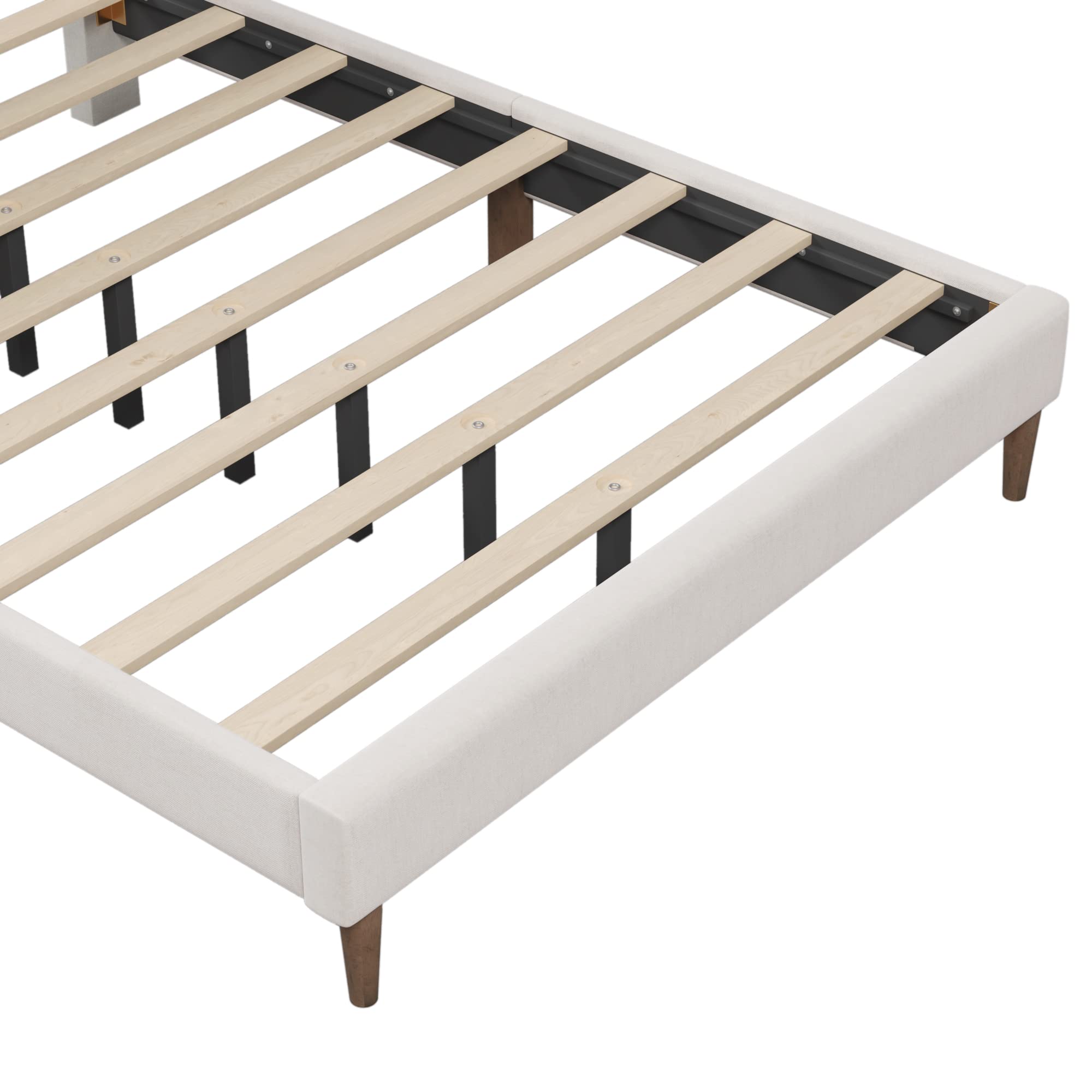 Modern Upholstered Queen Bed Frame with Tufted Headboard - Wooden Slat Support, No Box Spring Needed, Cream Platform Bed for Master Bedroom & Guest Room | Perfect for Contemporary Home Decor & Small Space Living