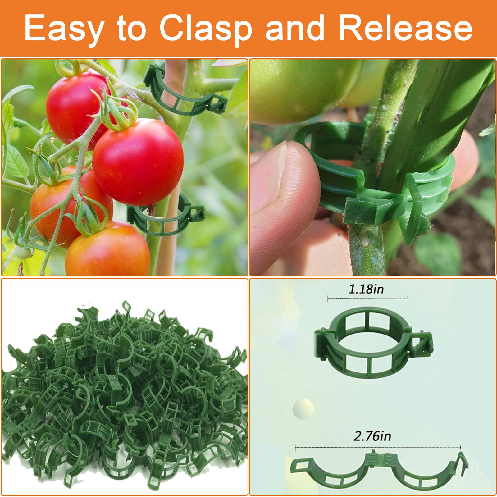 Upgraded Plastic Tomato Clips for Climbing Plants - Secure Plant Support Clips for Tomato Vines, Cucumbers & Garden Trellis | Durable Gardening Supplies for Indoor & Outdoor Use
