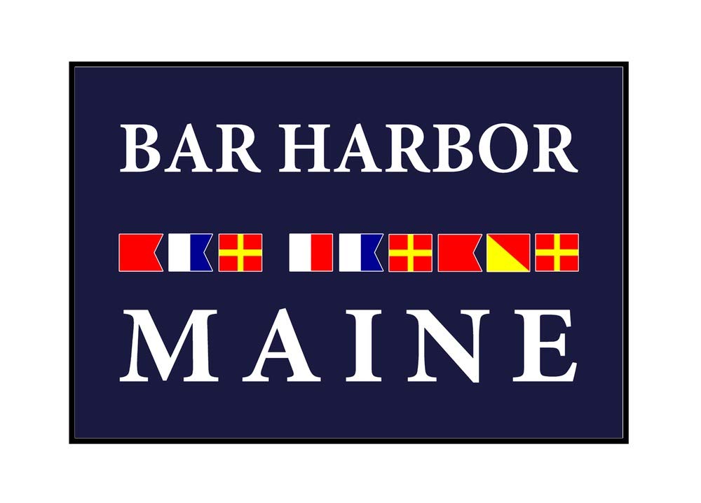 Nautical Flags Wall Art - Bar Harbor, Maine Framed Canvas Print (36x24 Inches) - Perfect for Coastal, Beach House & Nautical Decor