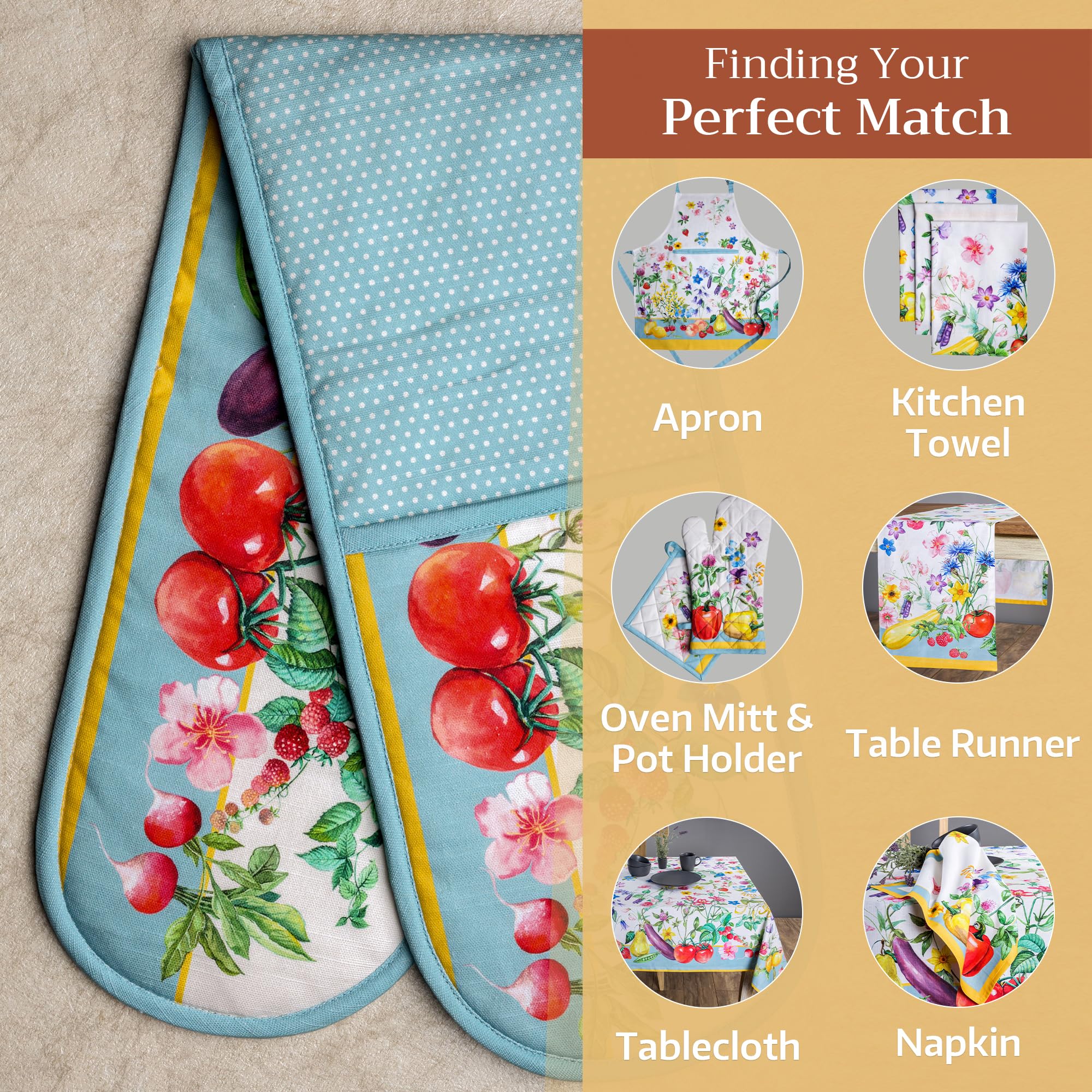 Maison d'Hermine 100% Cotton Double Oven Mitts Set - 7