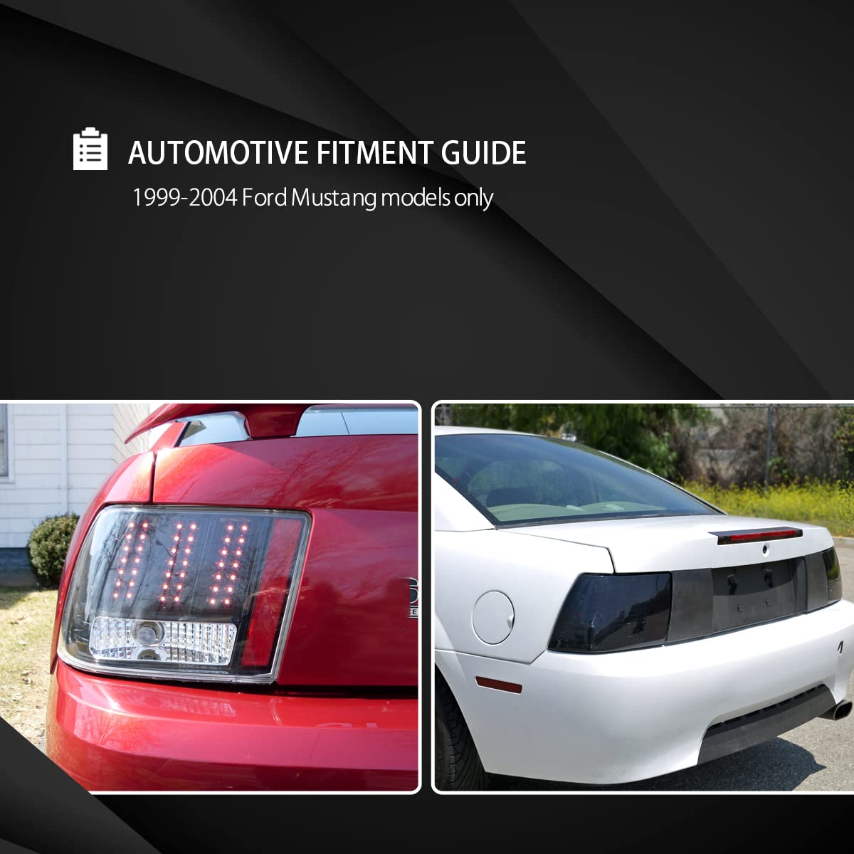 AUTOZENSATION Smoke Sequential LED Tail Lights for 1999-2004 Ford Mustang - Left & Right Pair Assembly - Upgrade Your Ride with Stylish Lighting for Night Driving & Car Shows