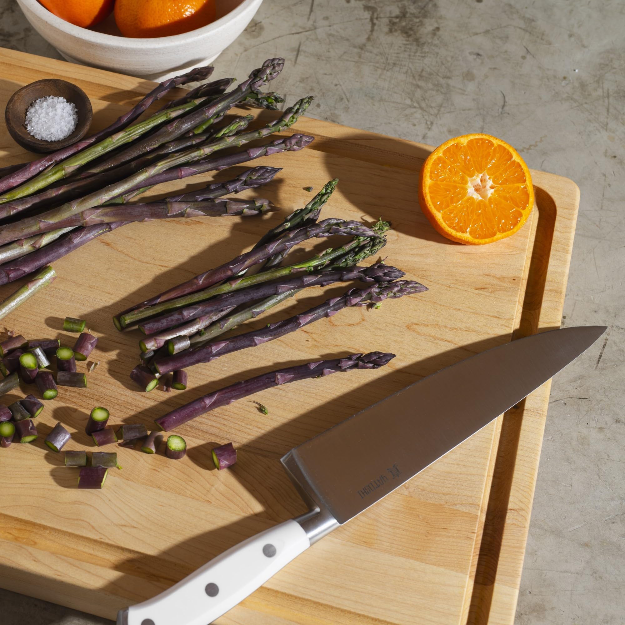 Yatoshi Pro 6-Piece Magnetic Kitchen Knife Set - Ultra Sharp High Carbon Steel Knives, White Block for Precision Cooking & Meal Prep