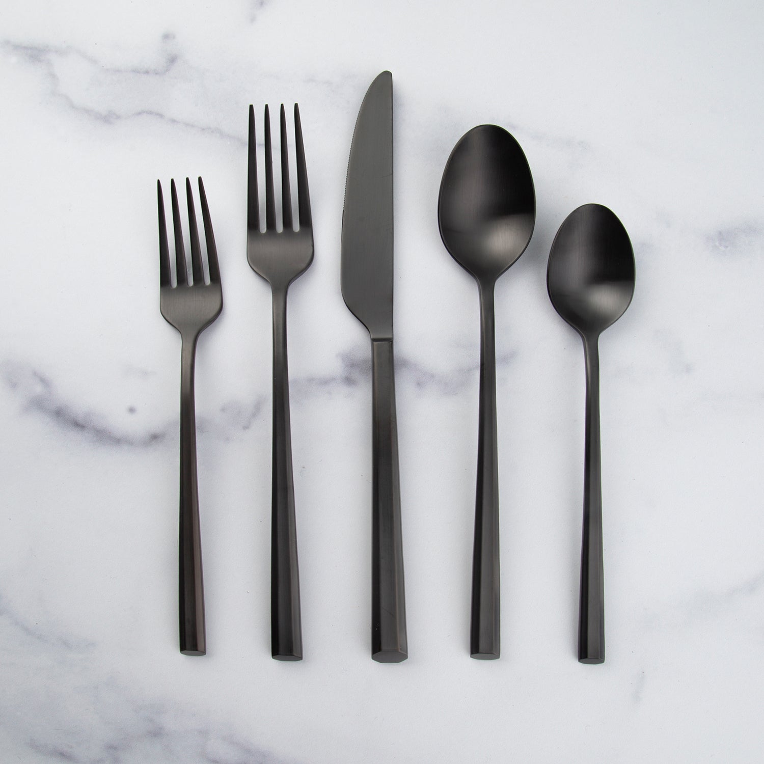 Isobel Black Satin 20-Piece Flatware Set - Elegant Stainless Steel Cutlery for Fine Dining, Wedding Gifts & Formal Dinner Parties