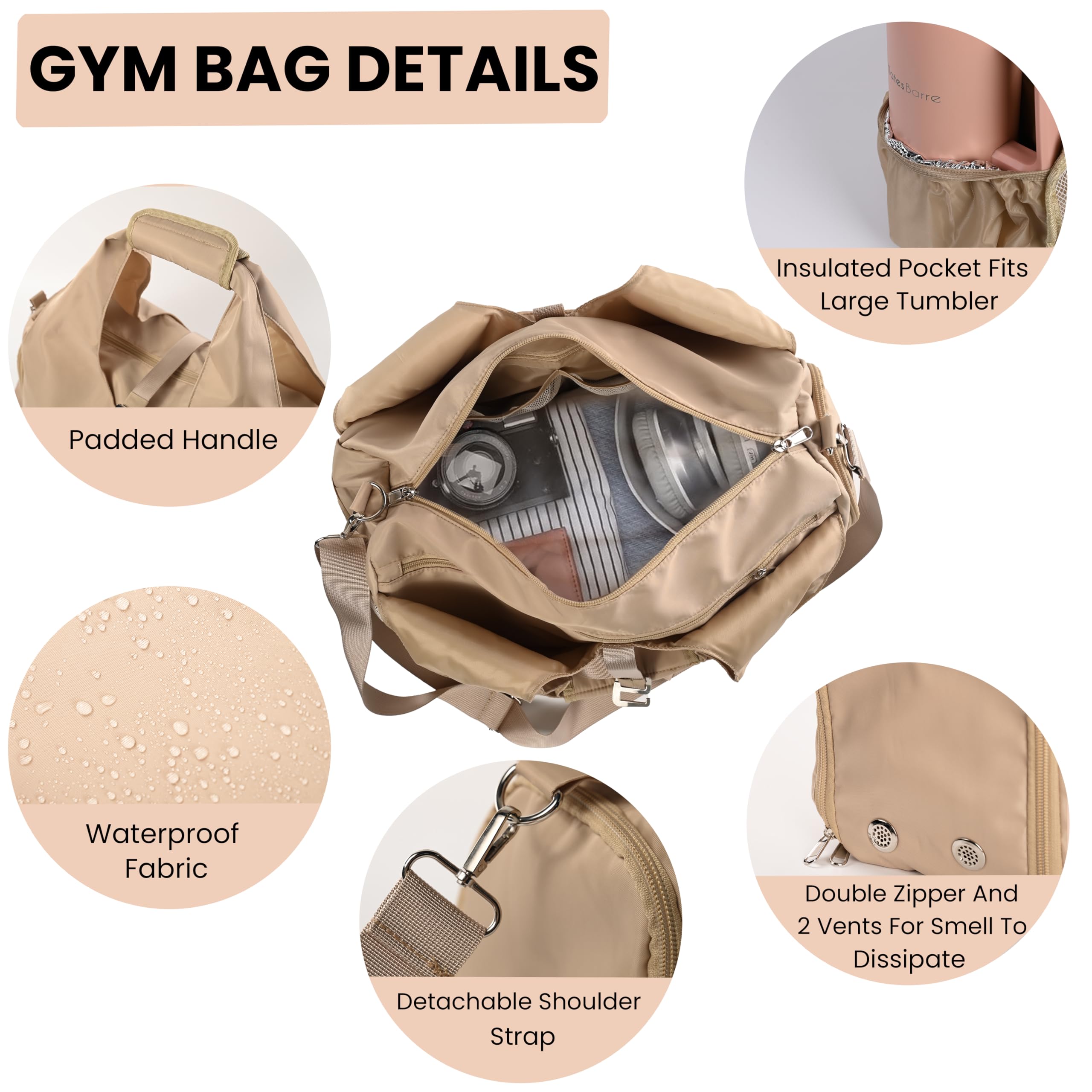 Premium Yoga Bag for Women - Durable Polyester Gym Tote with Shoulder Strap - Perfect for Pilates, Travel, Office & Beach Workouts | Ideal for Yoga Classes, Gym Sessions & Active Lifestyle