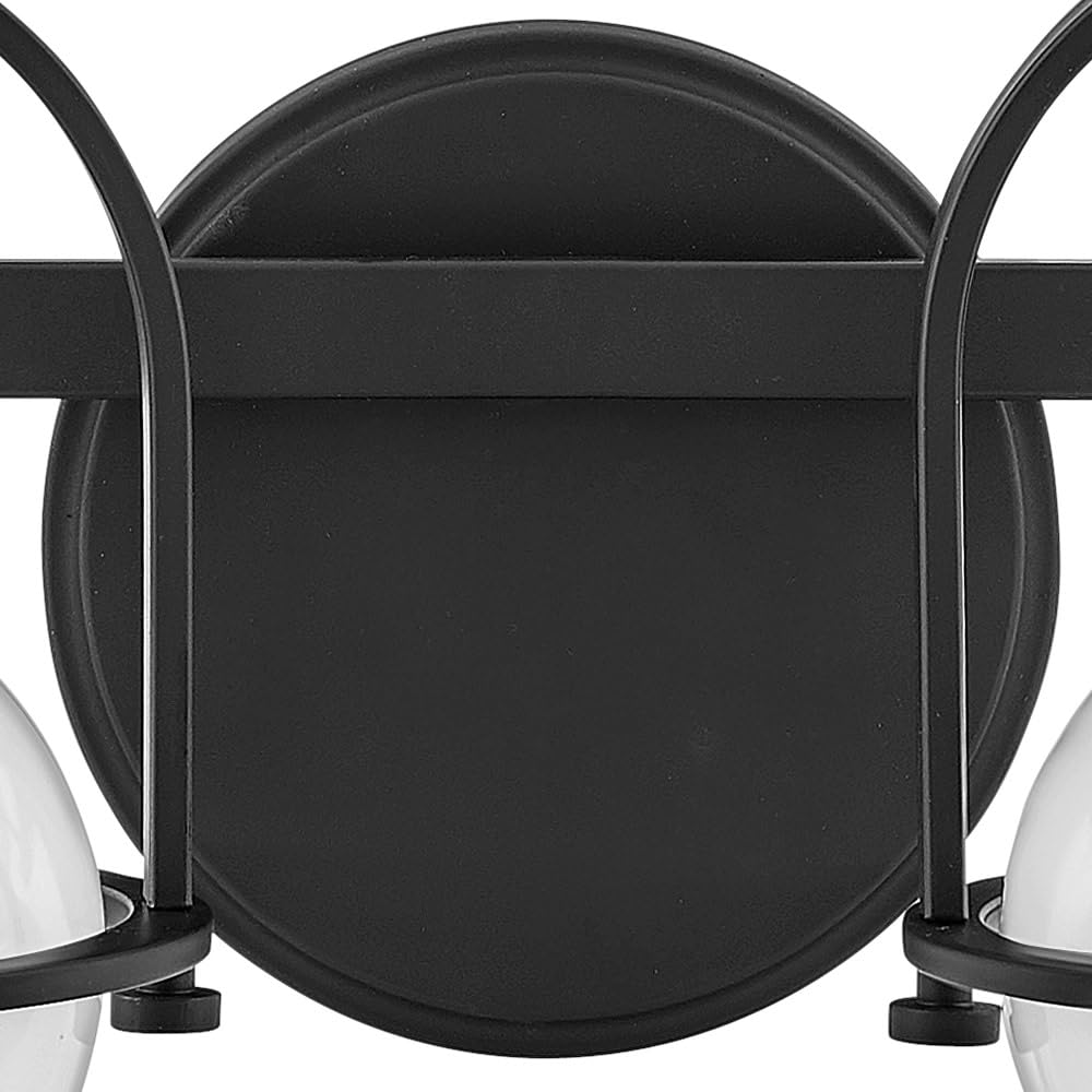 Hinkley Somerset 53772BK Small Two-Light Bathroom Vanity Light with Globe Style Bulbs - Transitional Black Up/Down Mount Fixture - Perfect for Bathroom, Powder Room, or Dressing Area Lighting