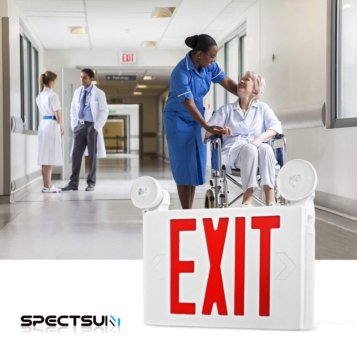 SPECTSUN 4-Pack LED Exit Signs with Battery Backup & Emergency Lighting - Hardwired Double-Sided Fire Exit Signs for Home, Office & Commercial Buildings - Perfect for Power Outages & Emergency Evacuations