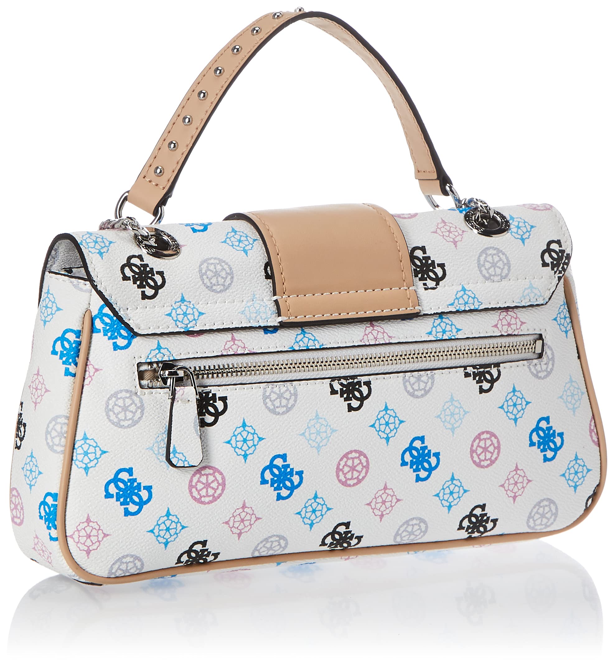 GUESS Women's Greta Convertible Crossbody Shoulder Bag Handbag Purse - White Multi Color Fashion Accessory for Work, Travel & Everyday Use