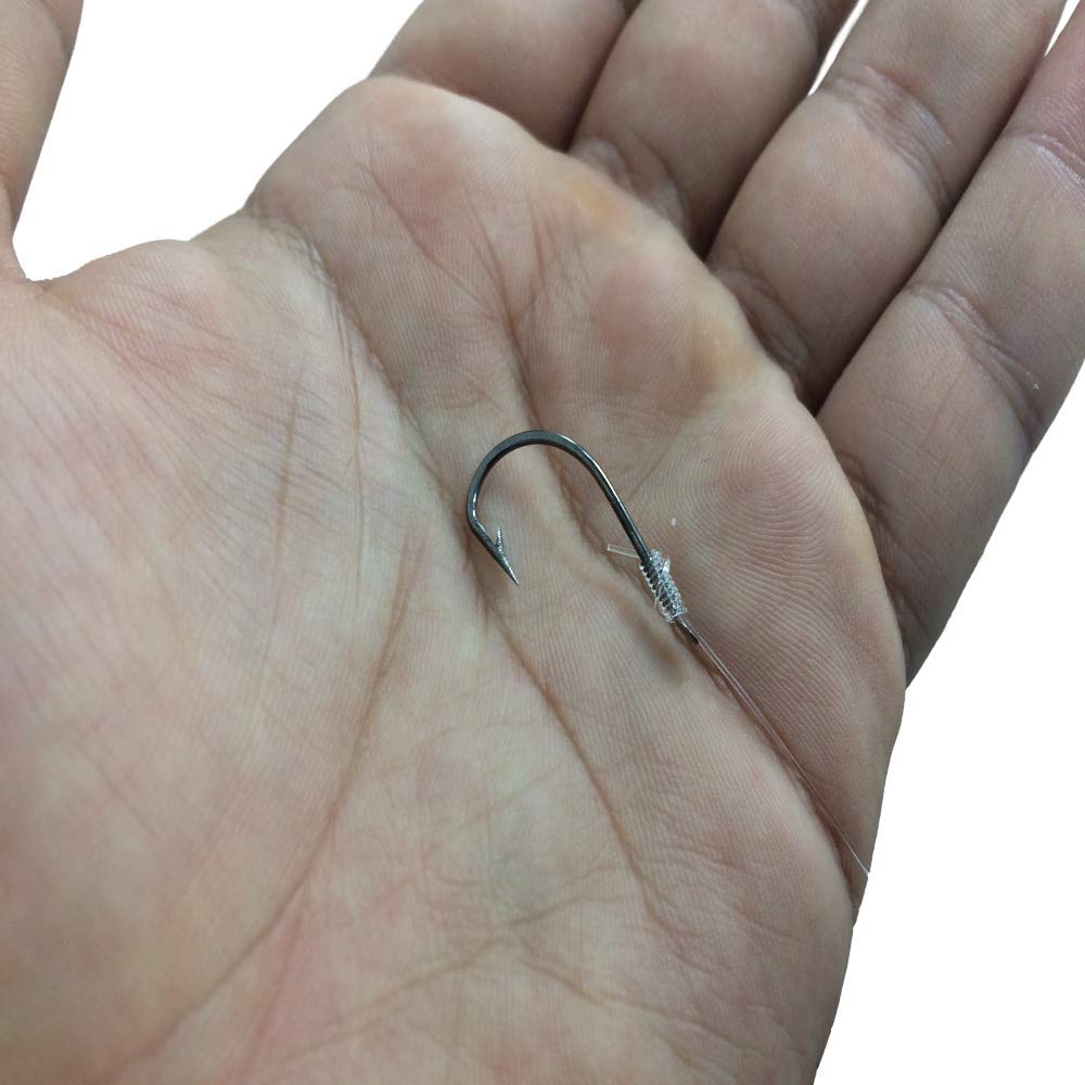 Premium Damascus High Carbon Steel 20+5 Piece Fishing Hook Set with Fluorocarbon Coated Line - Snelled Hooks with Leader for Bass, Trout, and Saltwater Fishing - Ideal for Freshwater & Ocean Angling
