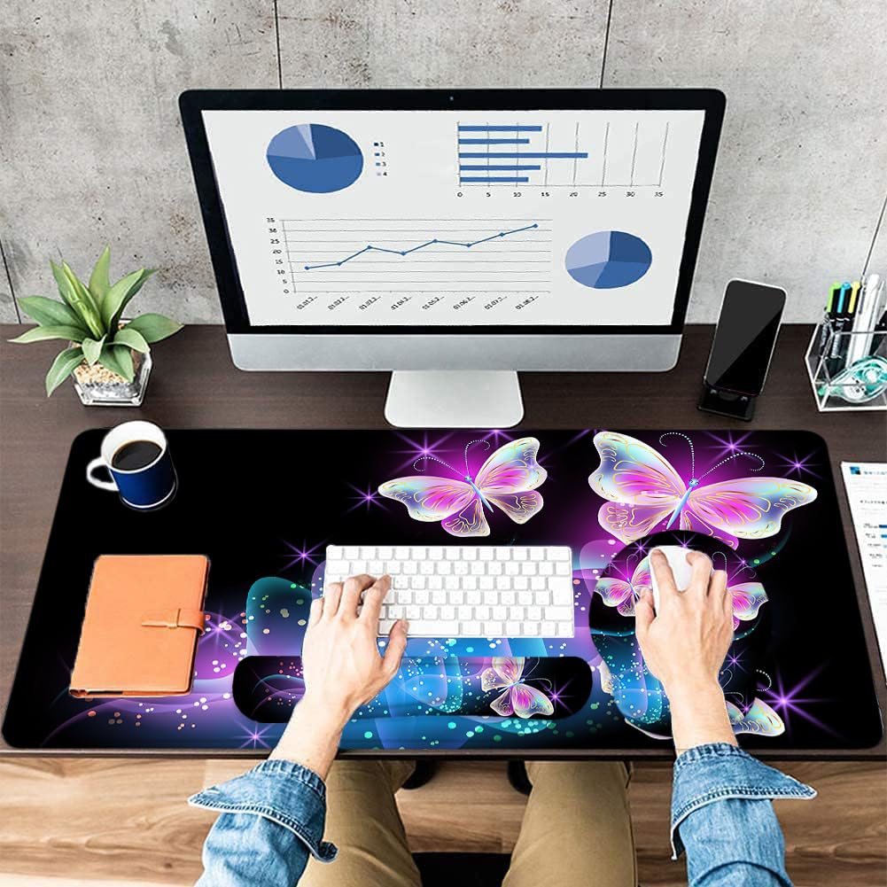 Premium LATEEFAH Ergonomic Desk Mat - Extra Large Mouse Pad with Keyboard Wrist Rest for Comfortable Typing | Perfect for Home Office, Gaming & Computer Workstations | Reduce Wrist Pain & Improve Productivity