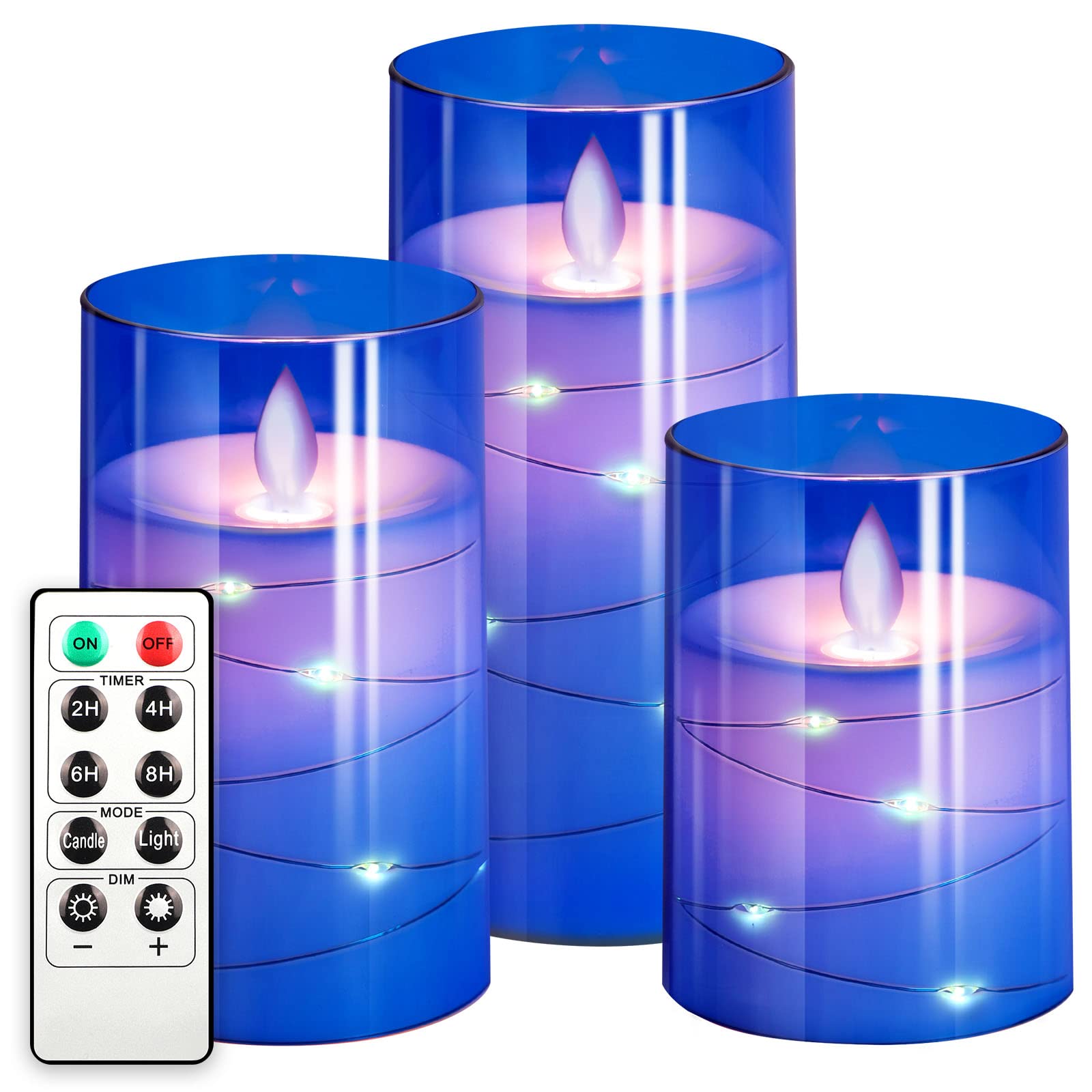 NURADA Flameless LED Candles with Remote & Timer - 3 Pack Battery Operated Flickering Candles in 3 Sizes (3