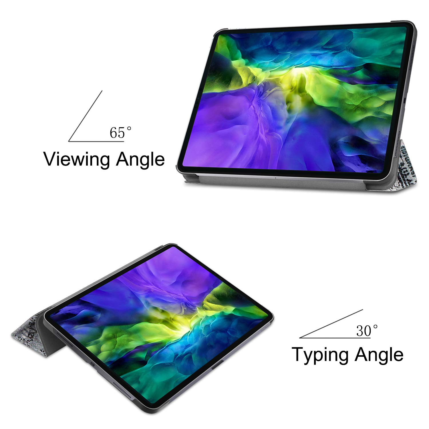 Slim Tri-Fold Stand Case for iPad Pro 11 Inch (3rd/2nd Gen 2021/2020) - Auto Sleep/Wake, Apple Pencil Charging & Pairing, Protective Cover | Perfect for Work, Travel & Home Use (Retro Tower Design)
