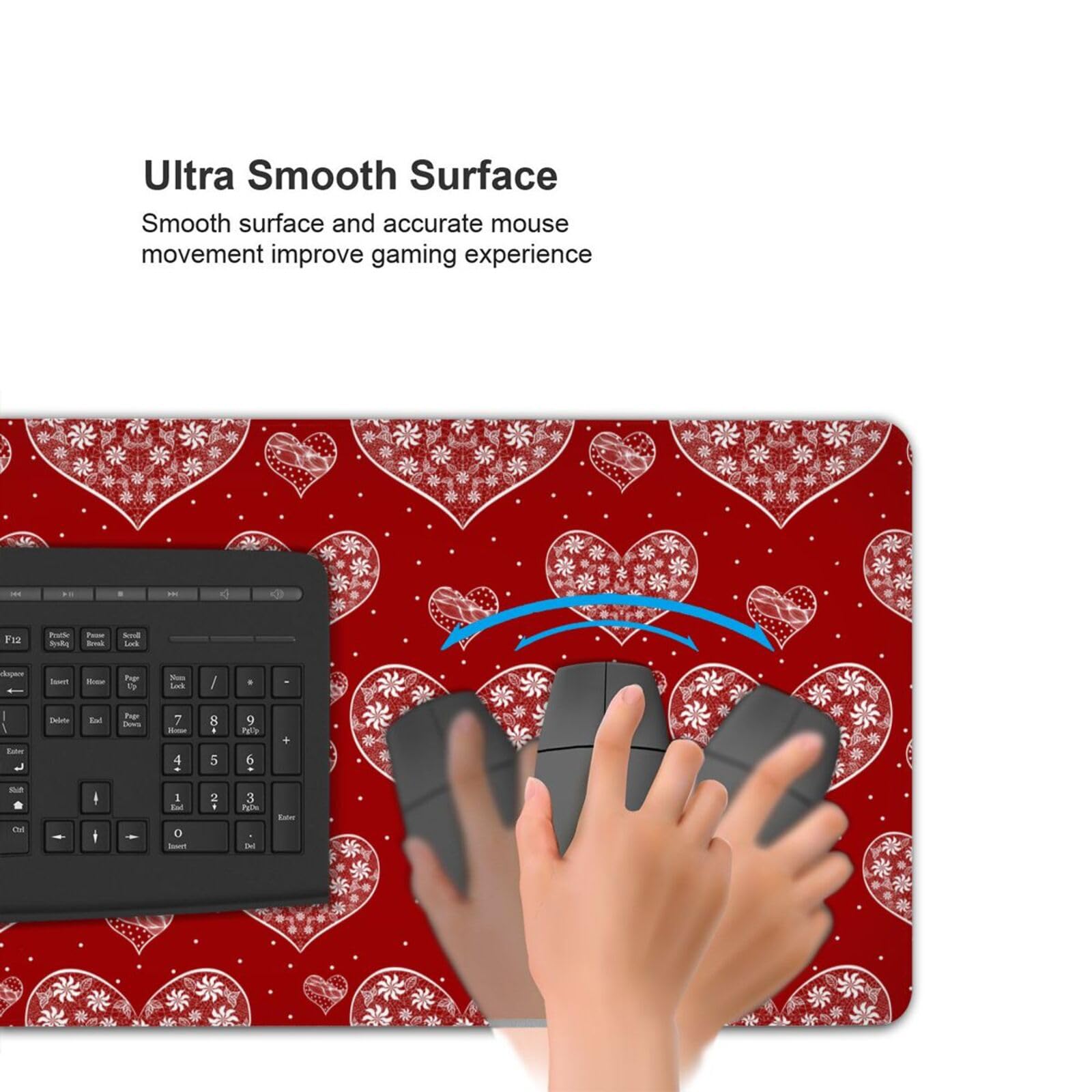 Romantic Heart Mouse Pad - Non-Slip Rubber Desk Pad for Gaming & Office Use - Extended Rectangle Mousepad for PC & Laptop (Perfect for Valentine's Day Gifts & Home Office Setup)