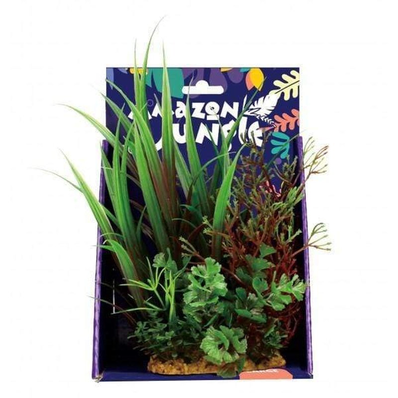 Amazon Jungle Mixed Variety Display 20cm - Exotic Artificial Plants for Home & Office Decor - Perfect for Table Centerpieces, Shelf Displays, and Terrarium Decorations