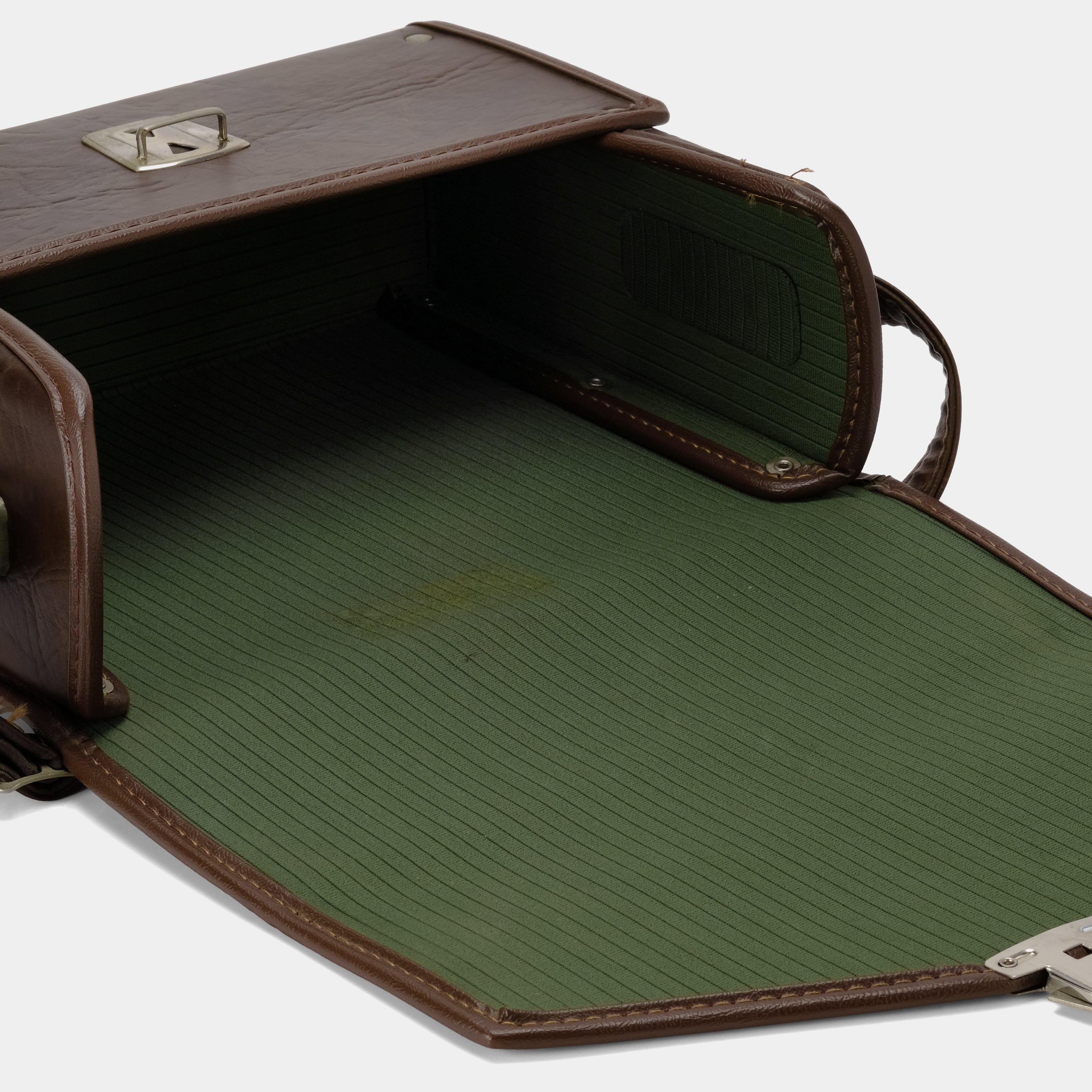 Premium Brown Leather Folding Camera Bag with Green Interior - Waterproof DSLR/SLR/Mirrorless Camera Case for Travel & Photography Enthusiasts - Perfect for Outdoor Shoots, Vacations & Professional Use