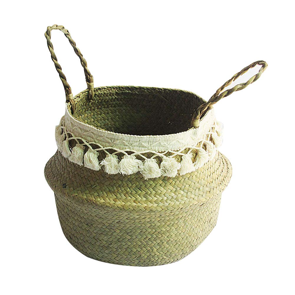 Natural Seagrass Storage Basket for Home Organization - Eco-Friendly Woven Storage Bin for Bedroom, Bathroom & Living Room Decor