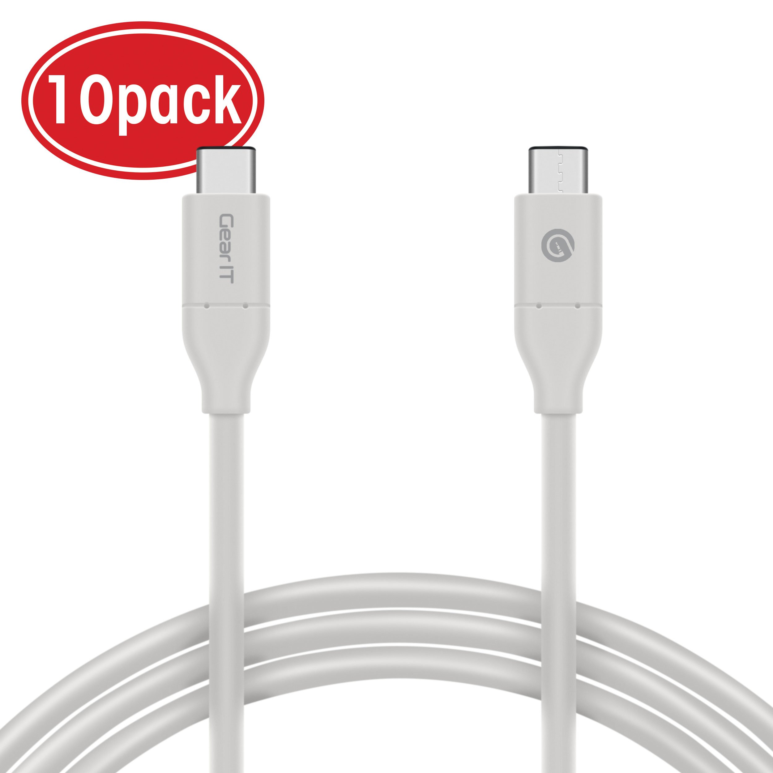 GearIT 10-Pack 3ft USB C to USB C Cable - USB 3.1 Gen 2 (10Gbps) Fast Charging & Data Sync - Durable Nylon Braided Type C Male to Male Cables - Compatible with iPhone 15, MacBook, Samsung Galaxy, iPad Pro - Perfect for Home, Office & Travel Use