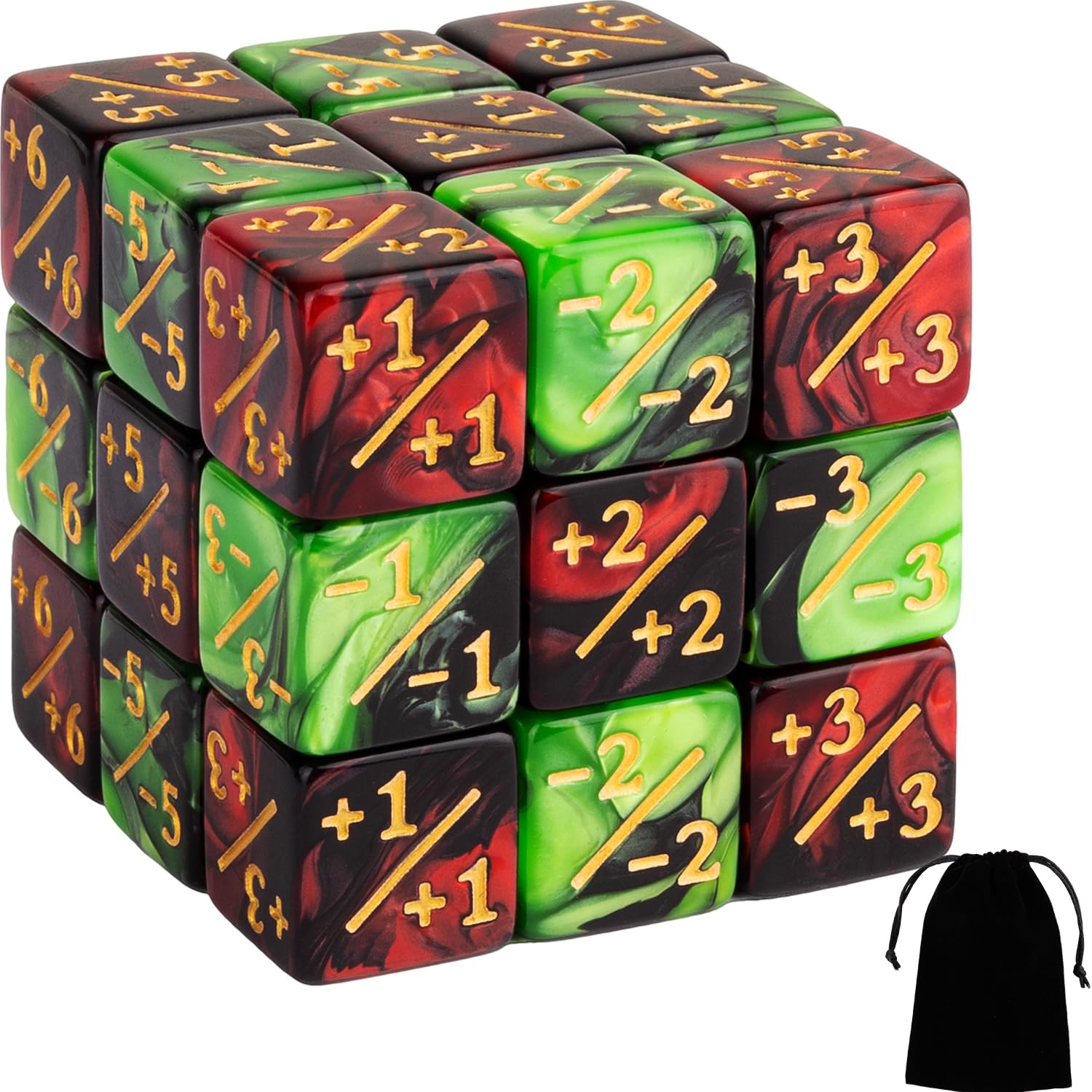 24-Piece MTG Dice Counter Set for Magic The Gathering - +1/+1 Counters, Loyalty & Life Tokens - Premium Gaming Accessories (Ruby Red & Emerald Green) - Perfect for Card Games, Tournaments & Collectors