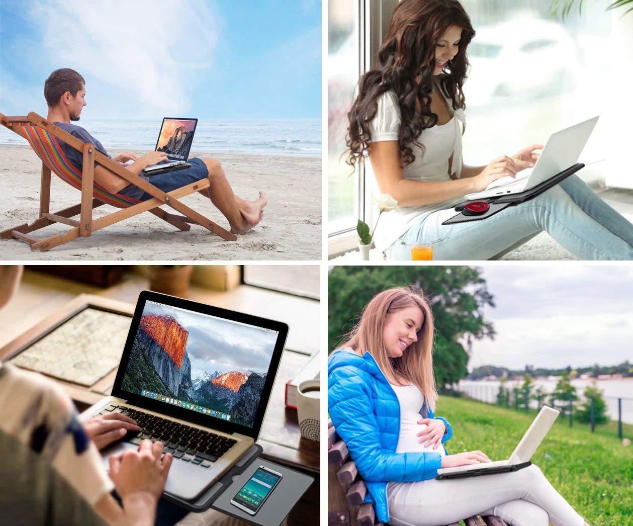 Portable Laptop Lap Desk with Cooling Fan & Detachable Mouse Pad - Adjustable Laptop Stand for Home, Office & Travel Use
