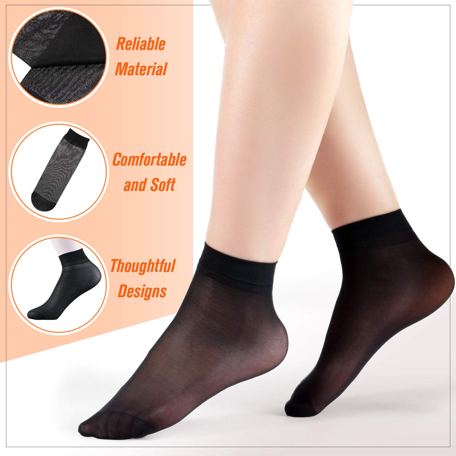 Syhood 12 Pairs Women's Ankle Nylon Socks - Sheer Pantyhose Socks, Soft Silky Short Silk Socks for Summer - Perfect Gift (Black, Nude) | Comfortable for Work, Travel & Everyday Wear