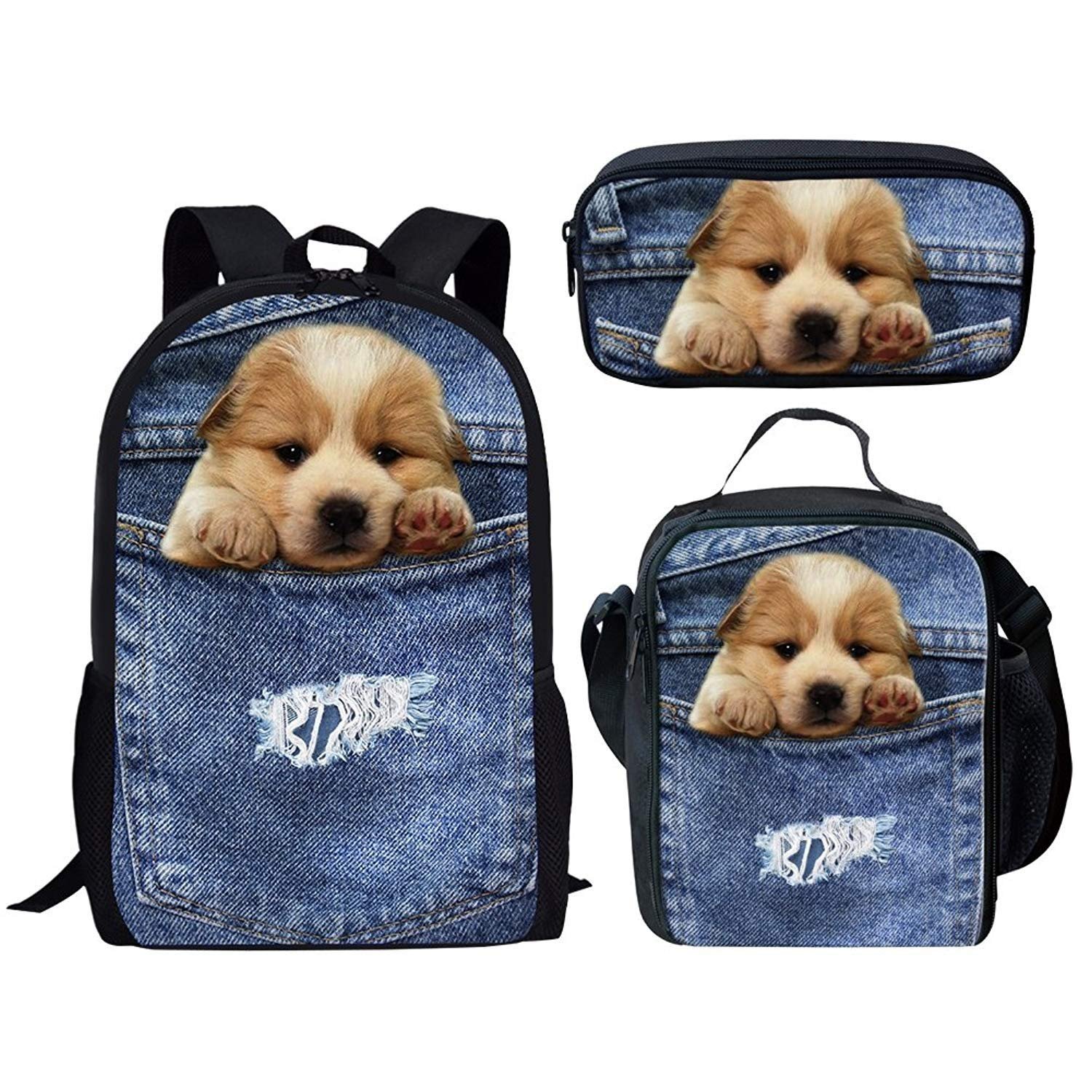 **Cozeyat 3D Print School Backpack Set for Kids - Bookbag, Lunch Bag & Pencil Box - Perfect for School, Travel & Daily Use**