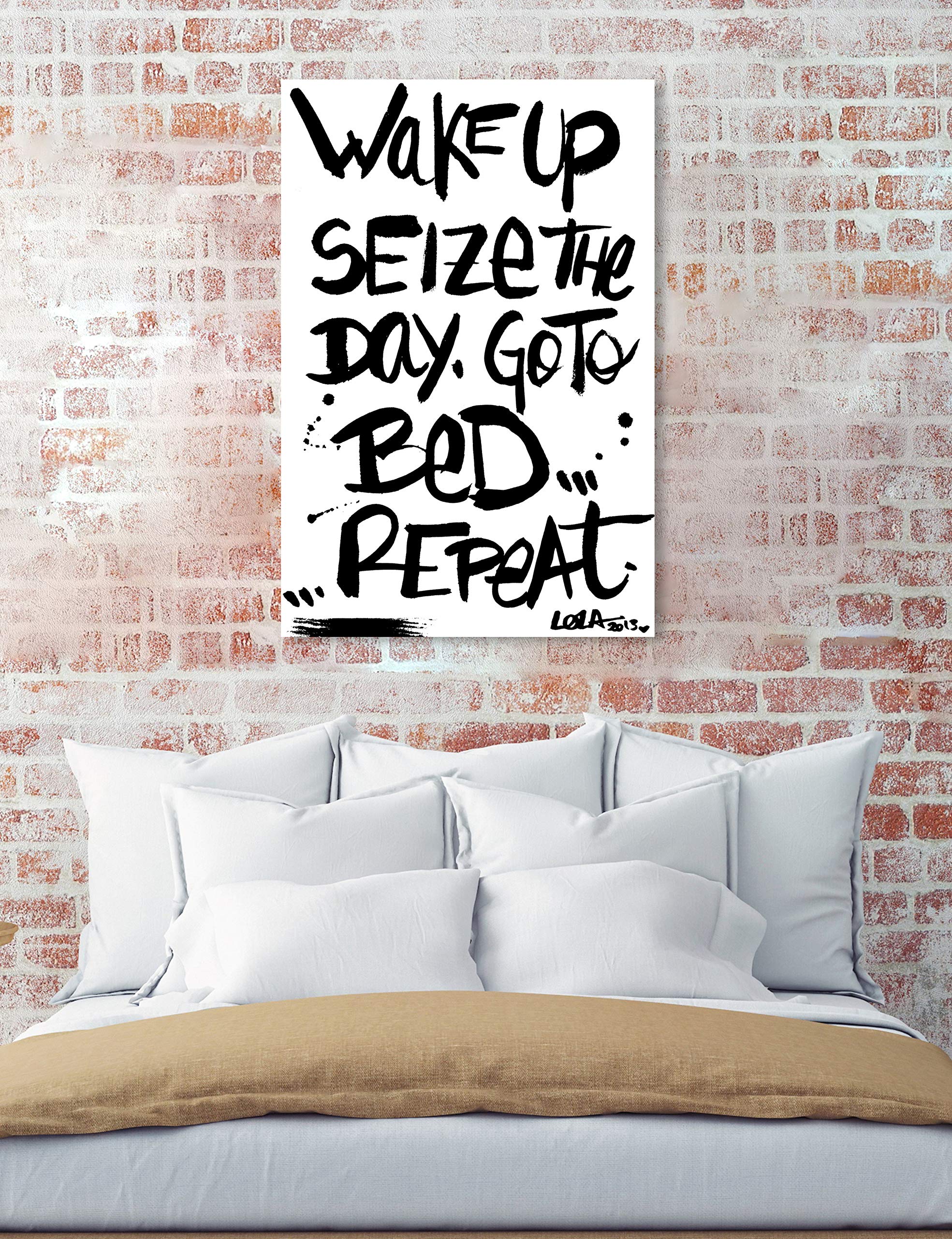 Seize The Day Minimalist Typography Wall Art Canvas Print - Inspirational Quote Home Decor for Living Room, Bedroom & Office