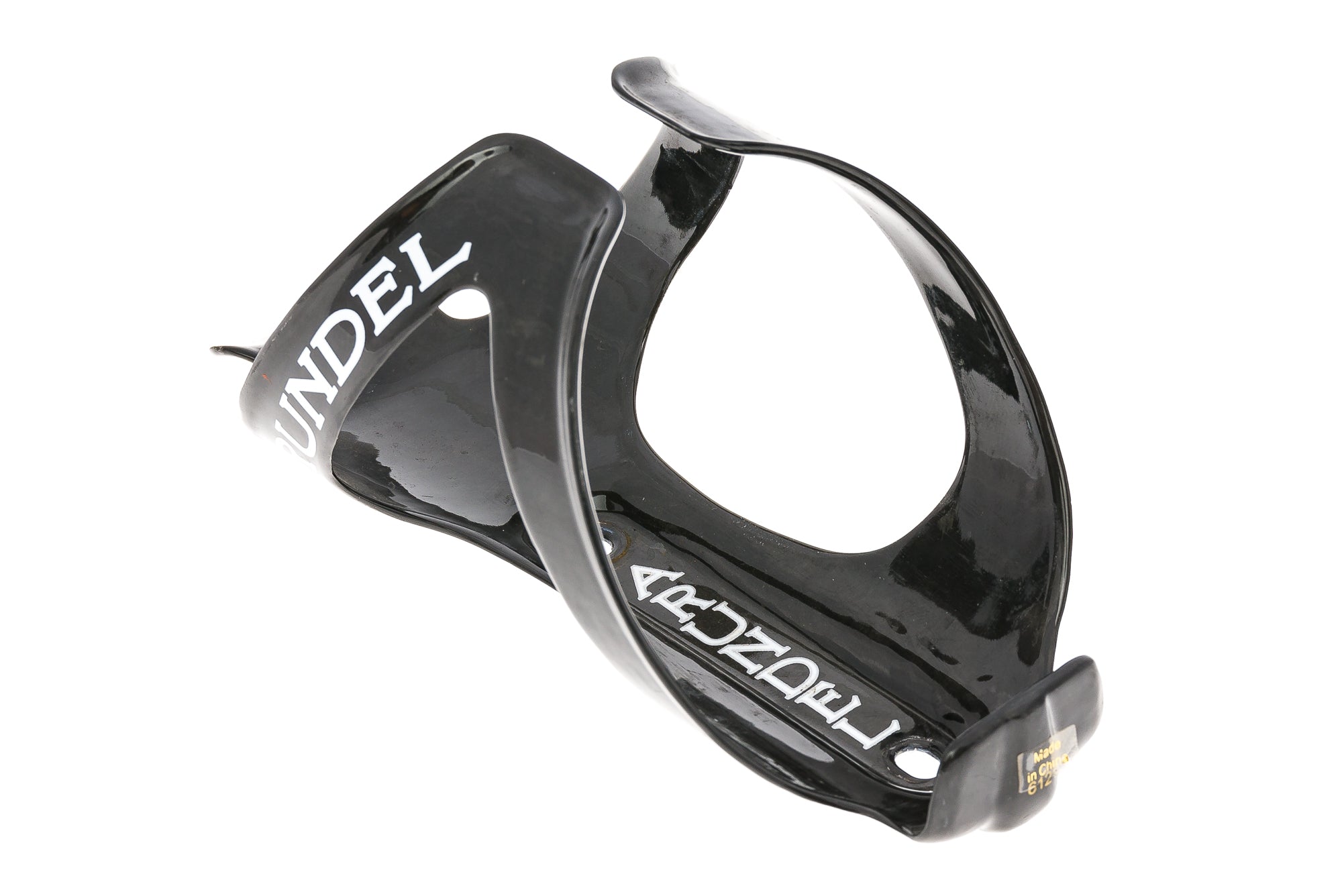 Arundel Dave O Carbon Fiber Water Bottle Cage - Gloss Black with White Logo - Lightweight & Durable Bike Accessory for Road & Mountain Biking