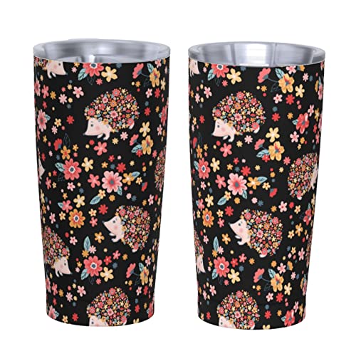 Cute Flowers Hedgehogs Black