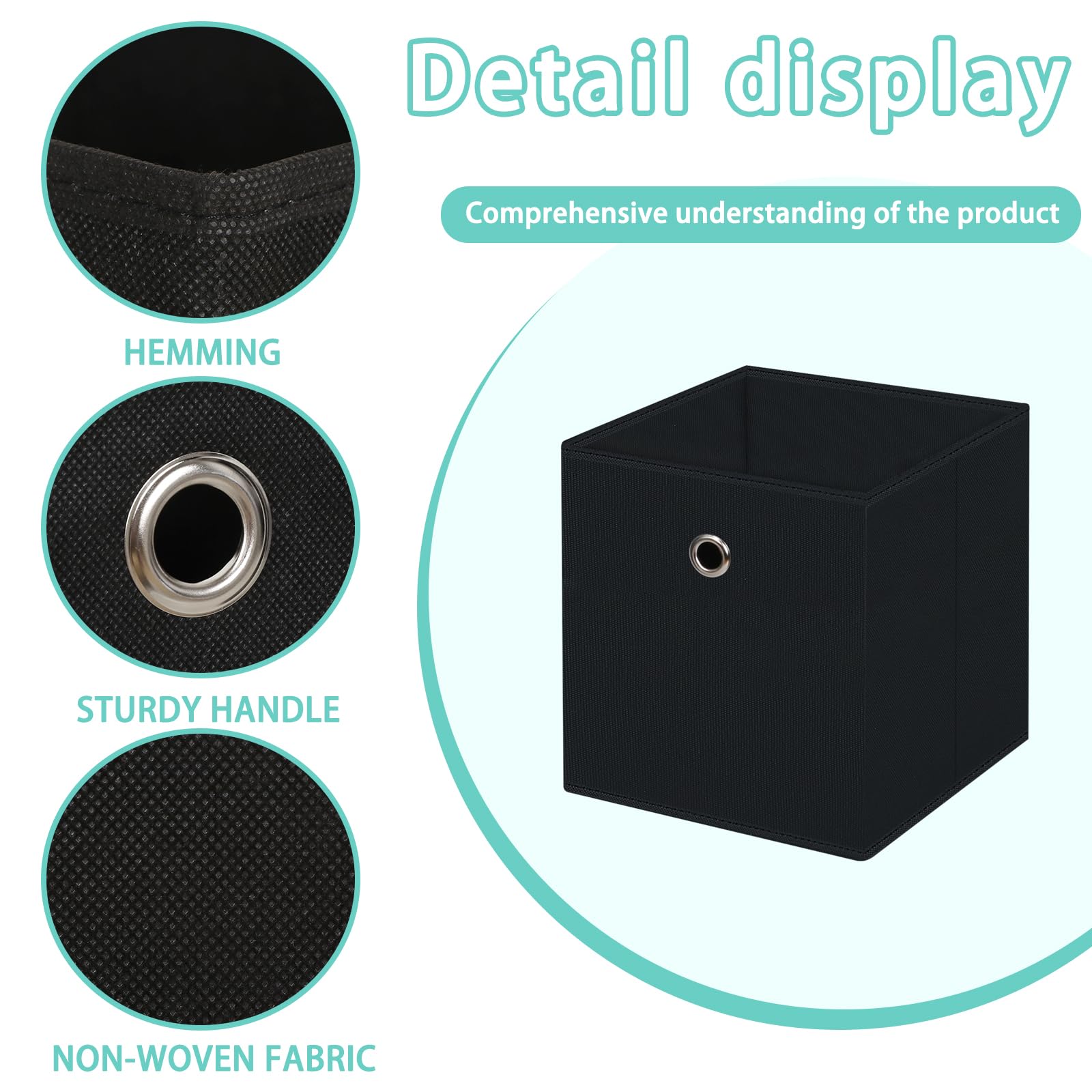 STOREONE 11 Inch Collapsible Fabric Storage Bins with Handles - Set of 8 Black Closet Organizers for Clothes, Bedroom, Drawer & Shelf Storage | Perfect for Home Organization, Laundry Room & Kids Toy Storage