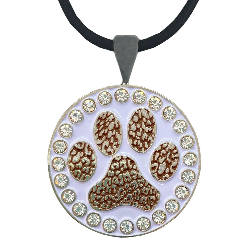 Bling Paw Print Golf Ball Marker Necklace for Women - Perfect Golf Gift