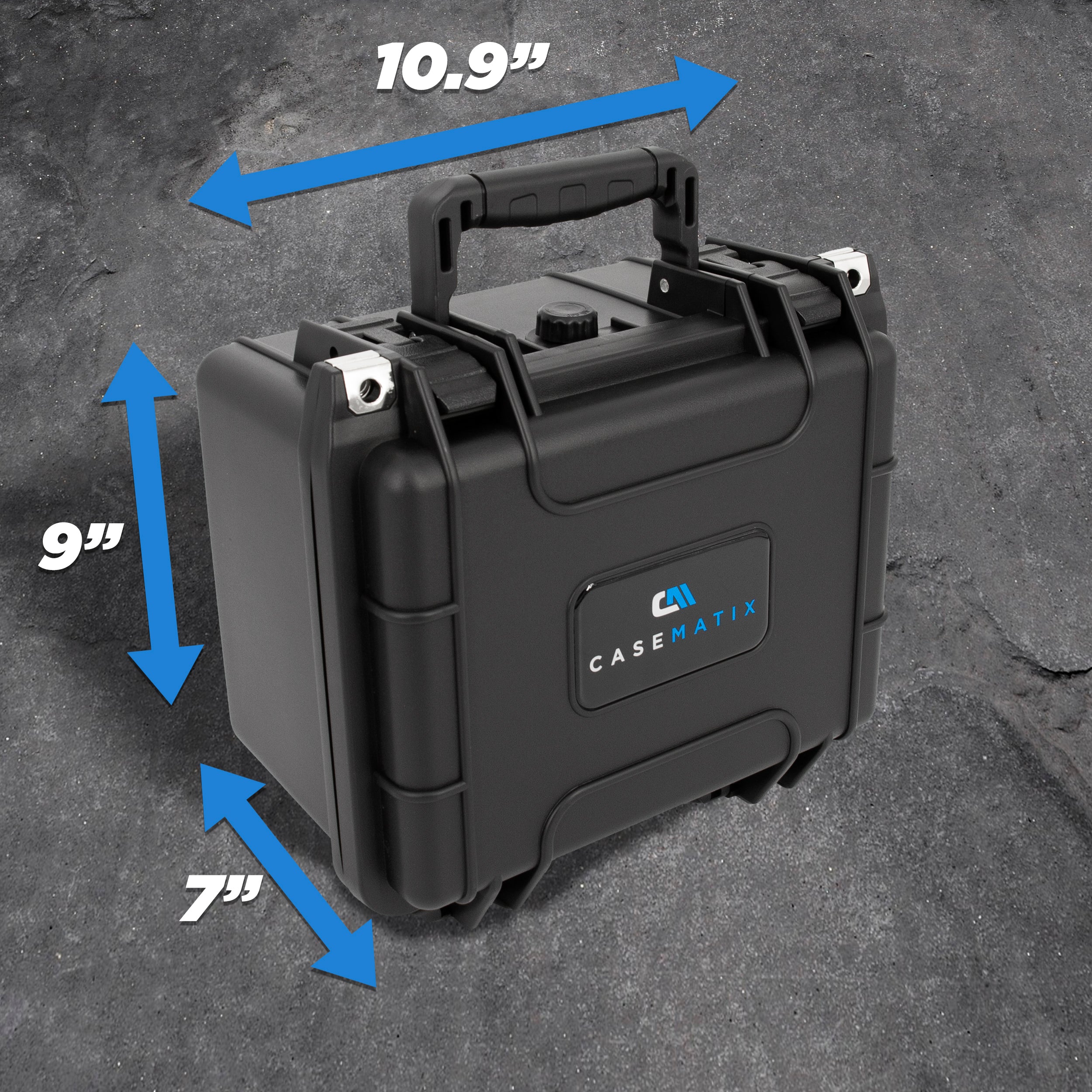 CASEMATIX Waterproof Hard Gun Case for 2 Handguns & 10 Magazines - Durable Pistol Storage with Removable Accessory Compartment | Perfect for Range Shooting, Hunting & Firearm Transport