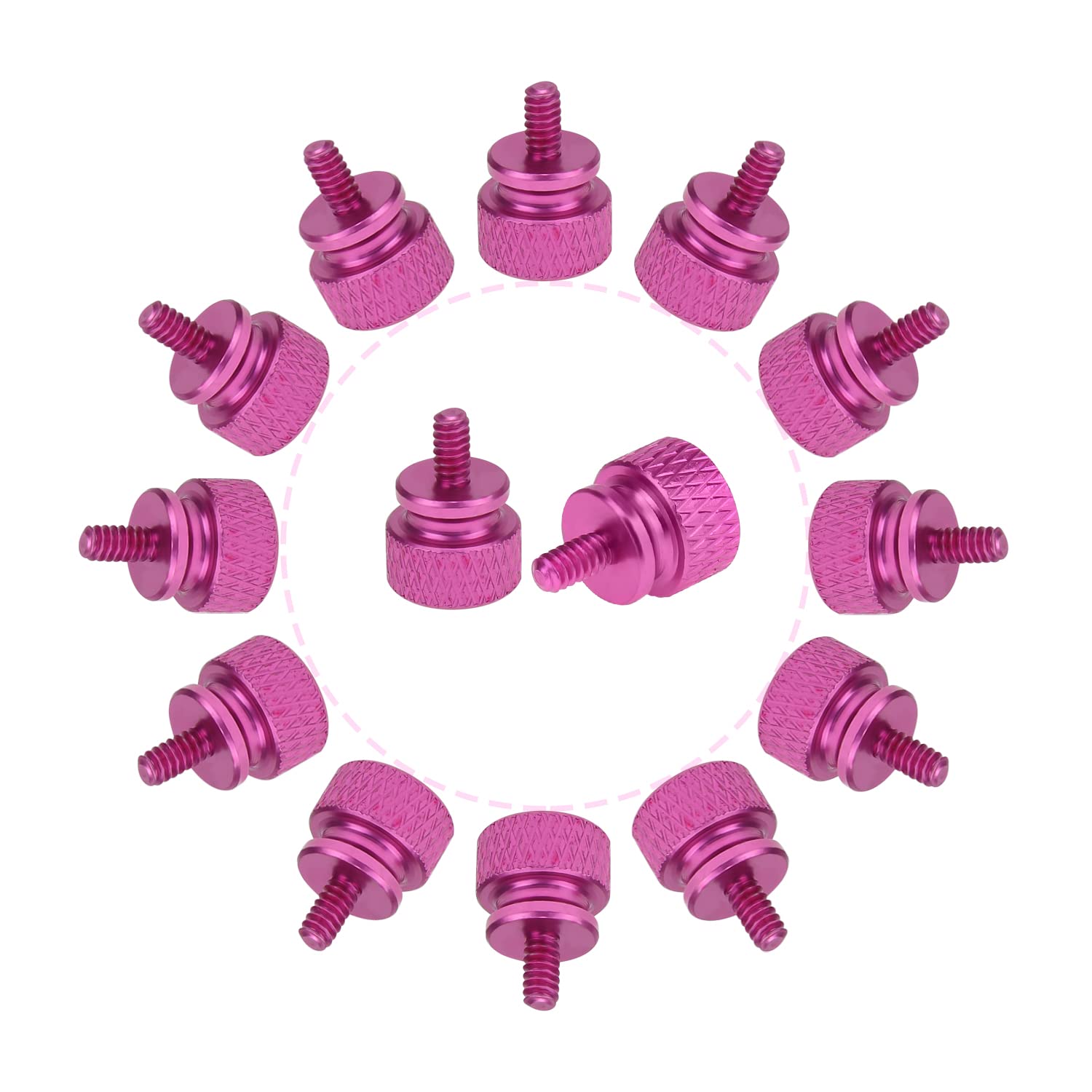 HELIFOUNER 20-Pack 6-32 Thread Pink Anodized Aluminum Thumb Screws for PC Case, Cover, Power Supply & Hard Drives - Easy Grip Computer Hardware Fasteners for DIY Builds & Upgrades