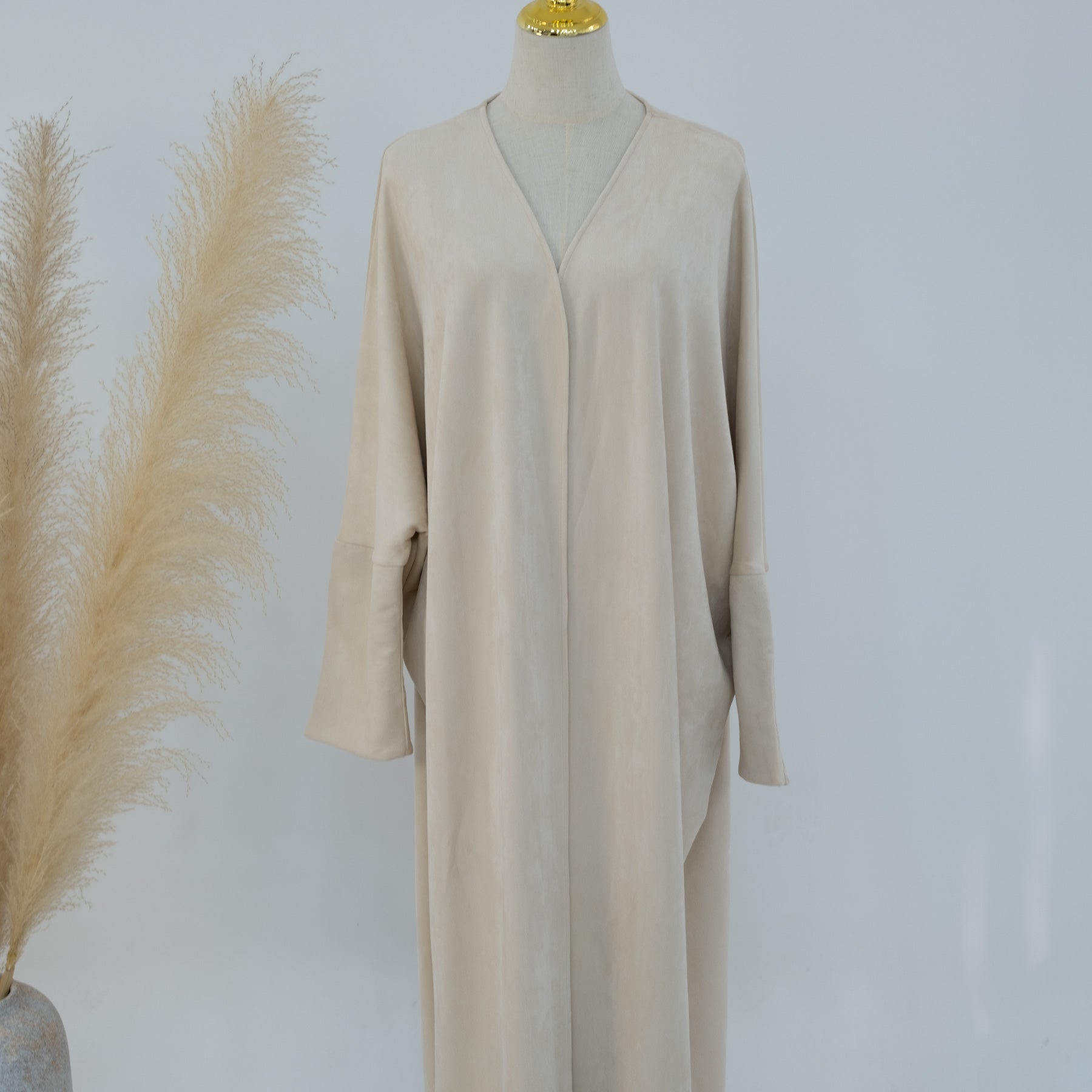 Ellie Suede Cold Weather Duster Coat for Women - Beige Long Trench Coat | Warm Winter Outerwear for Casual & Office Wear