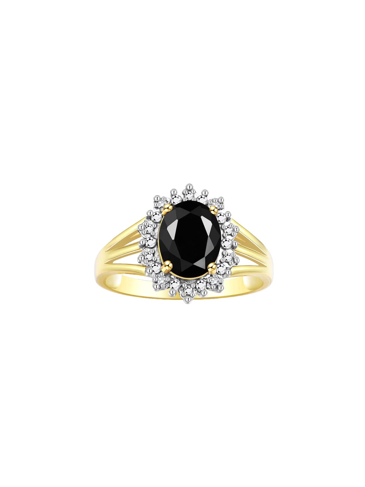 Rylos Women's Yellow Gold Plated Silver Princess Diana Ring & Pendant Set with 9X7MM Birthstone Gemstone & Diamonds - Matching Friendship Jewelry (Sizes 5-10) - Perfect for Birthdays, Anniversaries, and Special Occasions