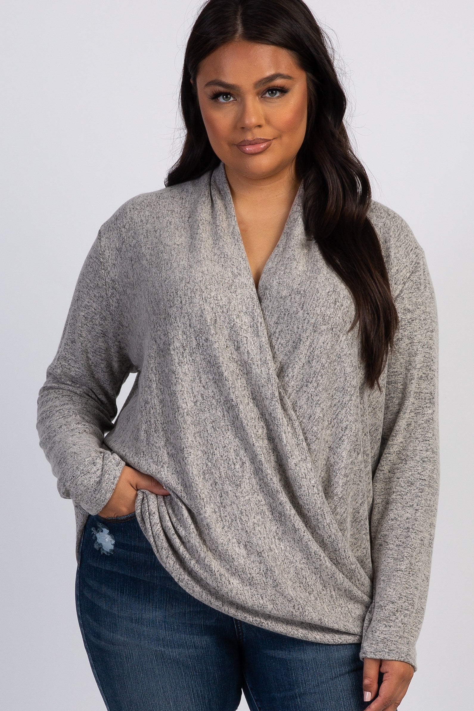 Beige Maternity Nursing Top - Soft Draped Wrap Breastfeeding Shirt for Comfortable Nursing & Pumping - Perfect for Pregnancy, Postpartum & Everyday Wear