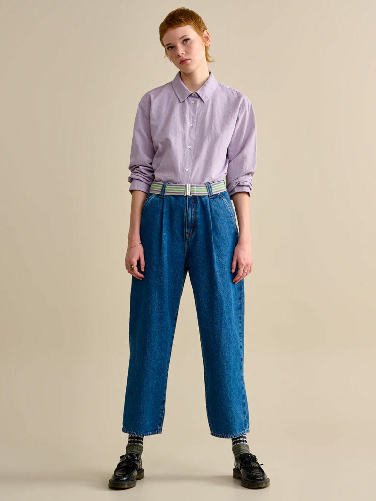 Bellerose Women's Mid Blue Pram Jeans - High Waist Stretch Denim Pants for Casual Wear & Everyday Outfits