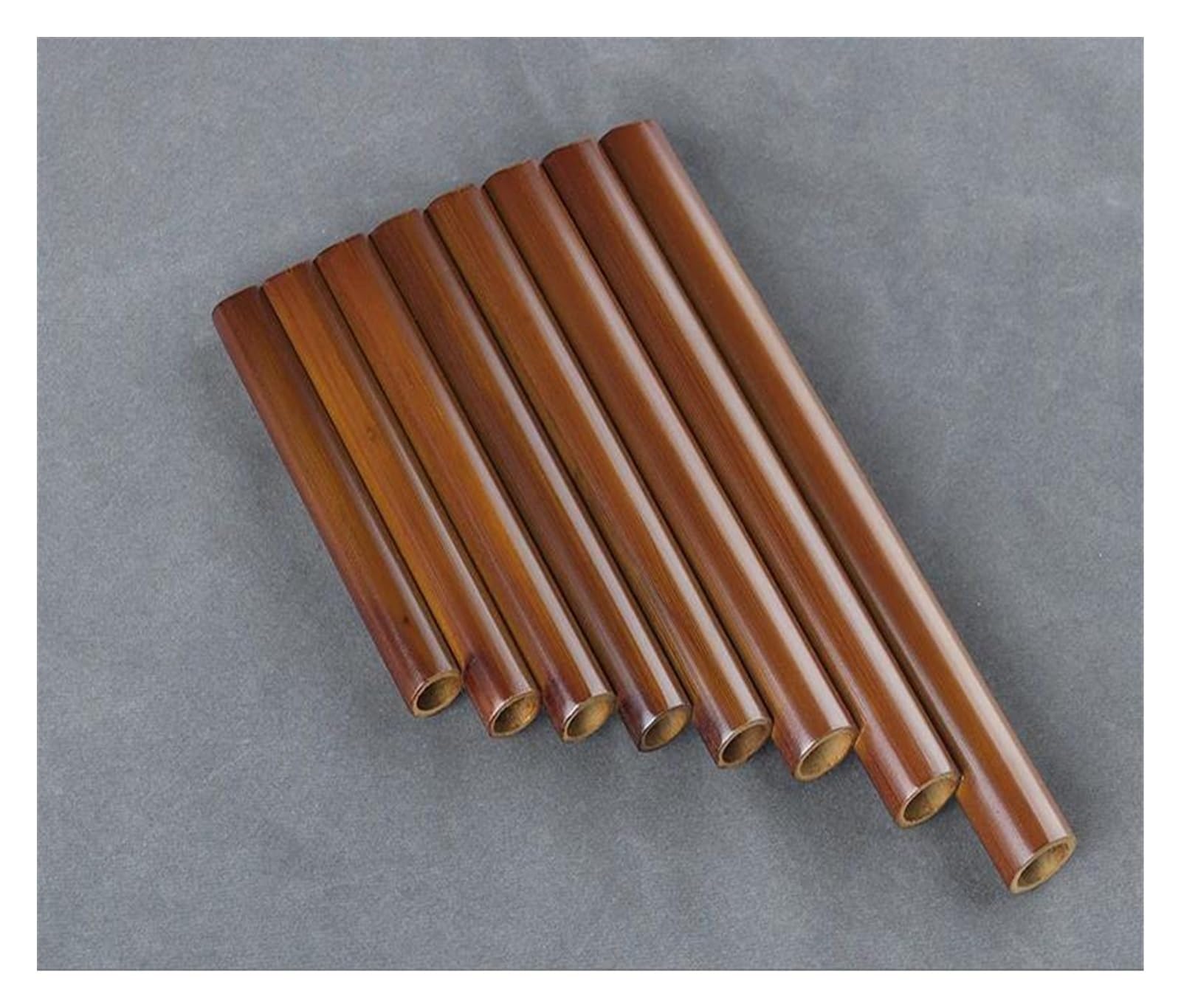 **8-Tube Pan Flute in G Key - Handmade Brown Bamboo Woodwind Instrument for Beginners - Perfect for Meditation, Music Therapy & Folk Performances**