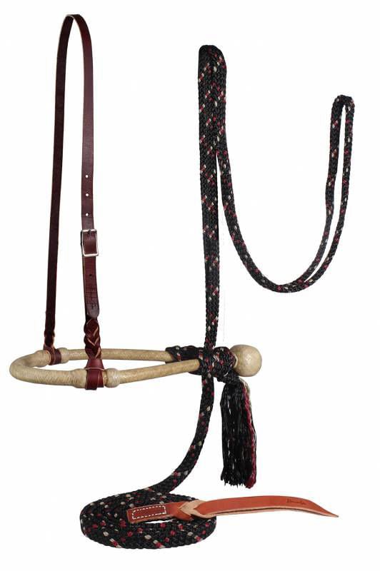 Bosal & Mecate Horse Training Set - Complete Headstall & Rope Kit for Western Riding, Ranch Work & Equestrian Training | Durable Leather & Nylon Construction