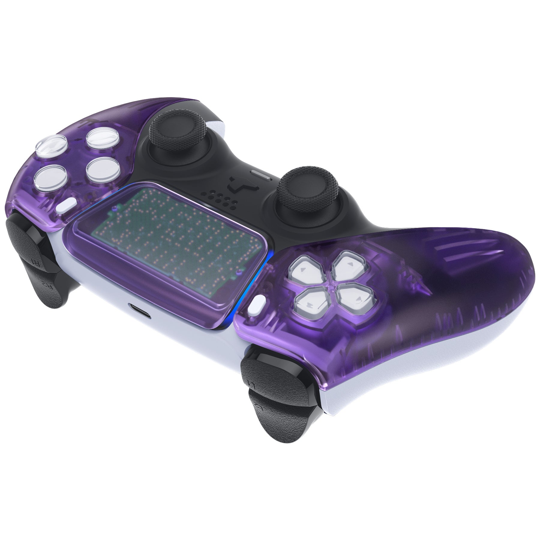 eXtremeRate Clear Atomic Purple Replacement Front Housing Shell with Touchpad for PS5 Controller BDM 010/020/030/040/050 - DIY Customization & Gaming Upgrade
