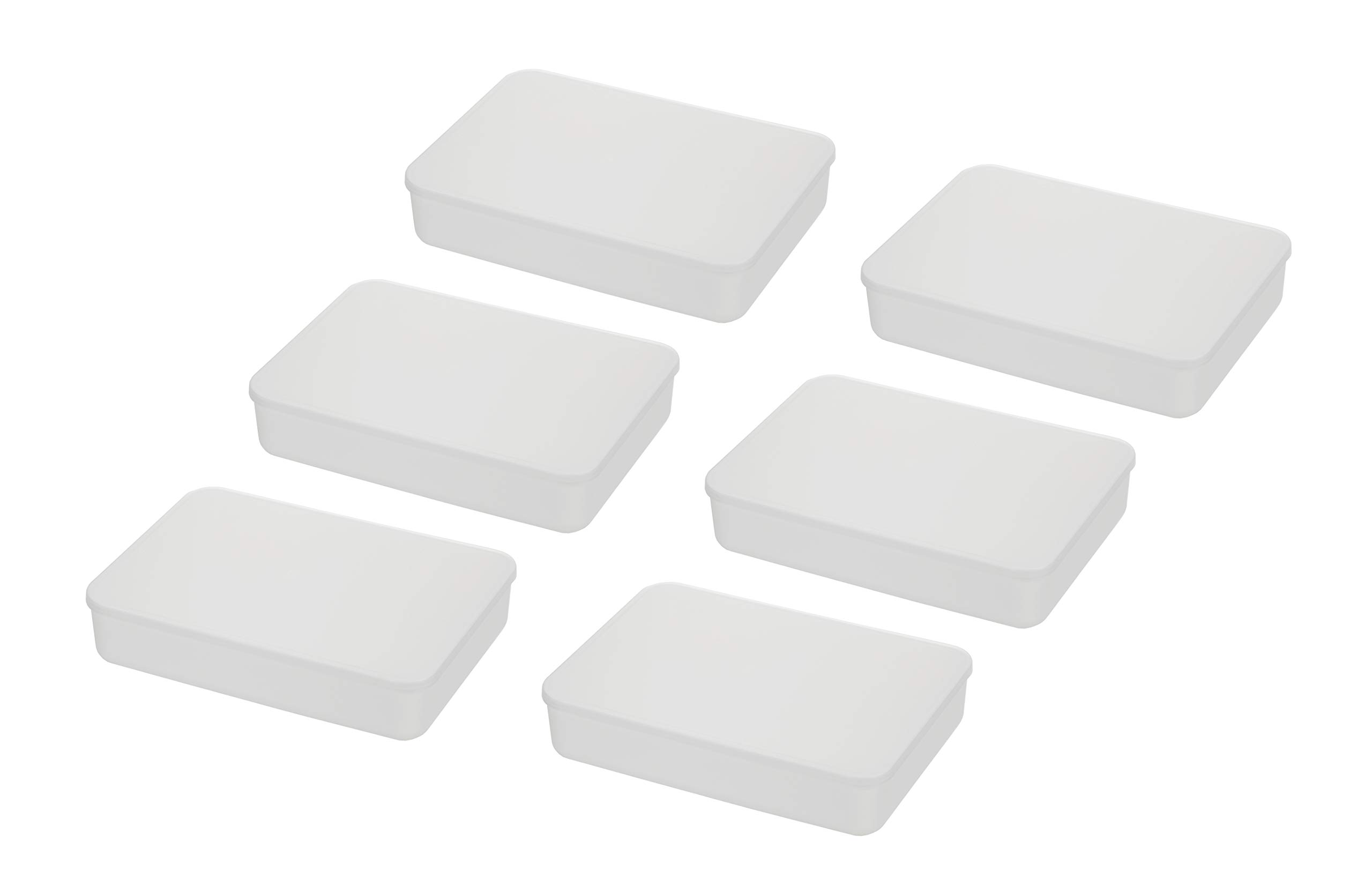 YBM Plastic Storage Bins with Lids - 6 Pack, 14.25 x 10.25 x 3 Inch - Clear Organizing Containers for Small Items - Perfect for Home, Office, Classroom, Playroom, Closet & Shelves - Ideal for Toys, Crafts, Stationery & Household Organization
