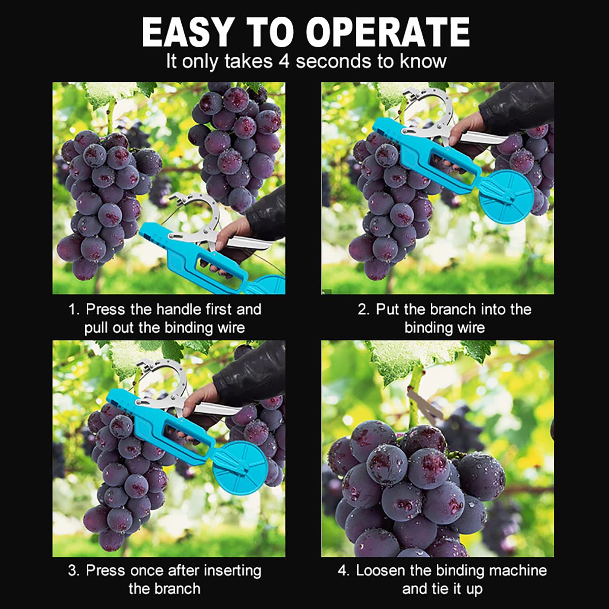 Electric Plant Tying Machine - Professional Vineyard Bundling Tool with Plant Tape for Vegetables, Grapes, Tomatoes, Cucumbers & Peppers | Garden, Farm & Greenhouse Use