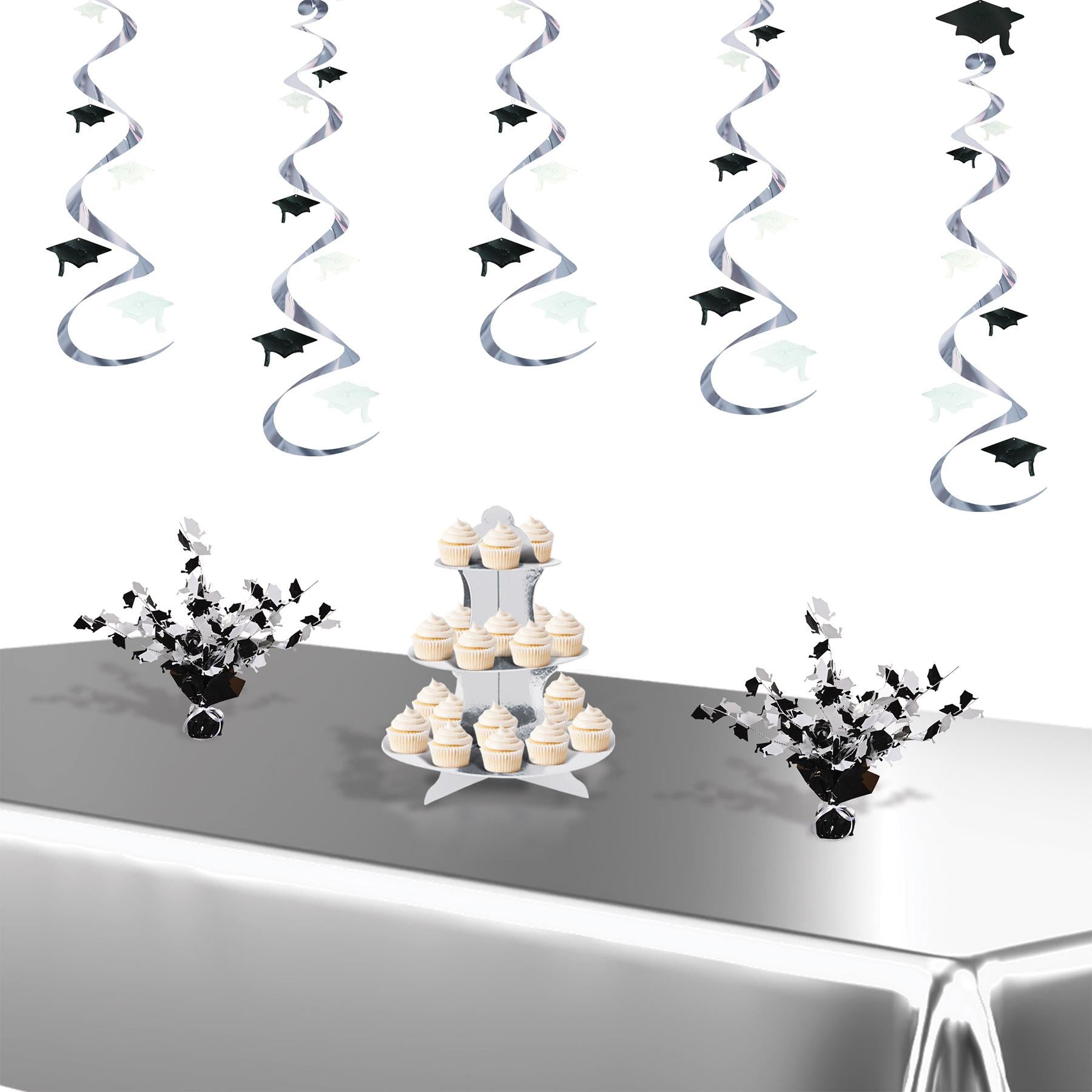 12 Pack Beistle Graduation Party Centerpieces - Black & White Decorations for Graduation Ceremony, Commencement Party & School Celebrations