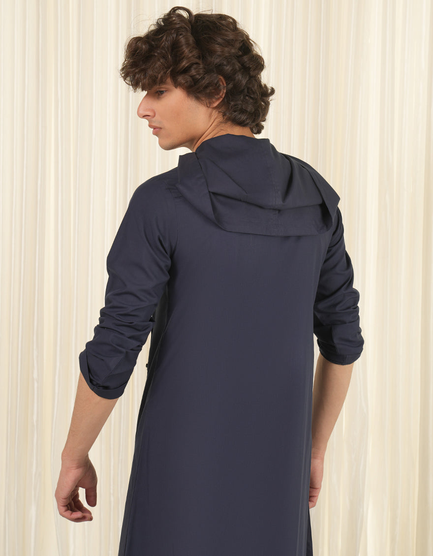 Premium Blended Navy Blue Jubba by J. Junaid Jamshed - Elegant Islamic Wear for Men, Perfect for Eid, Weddings & Special Occasions