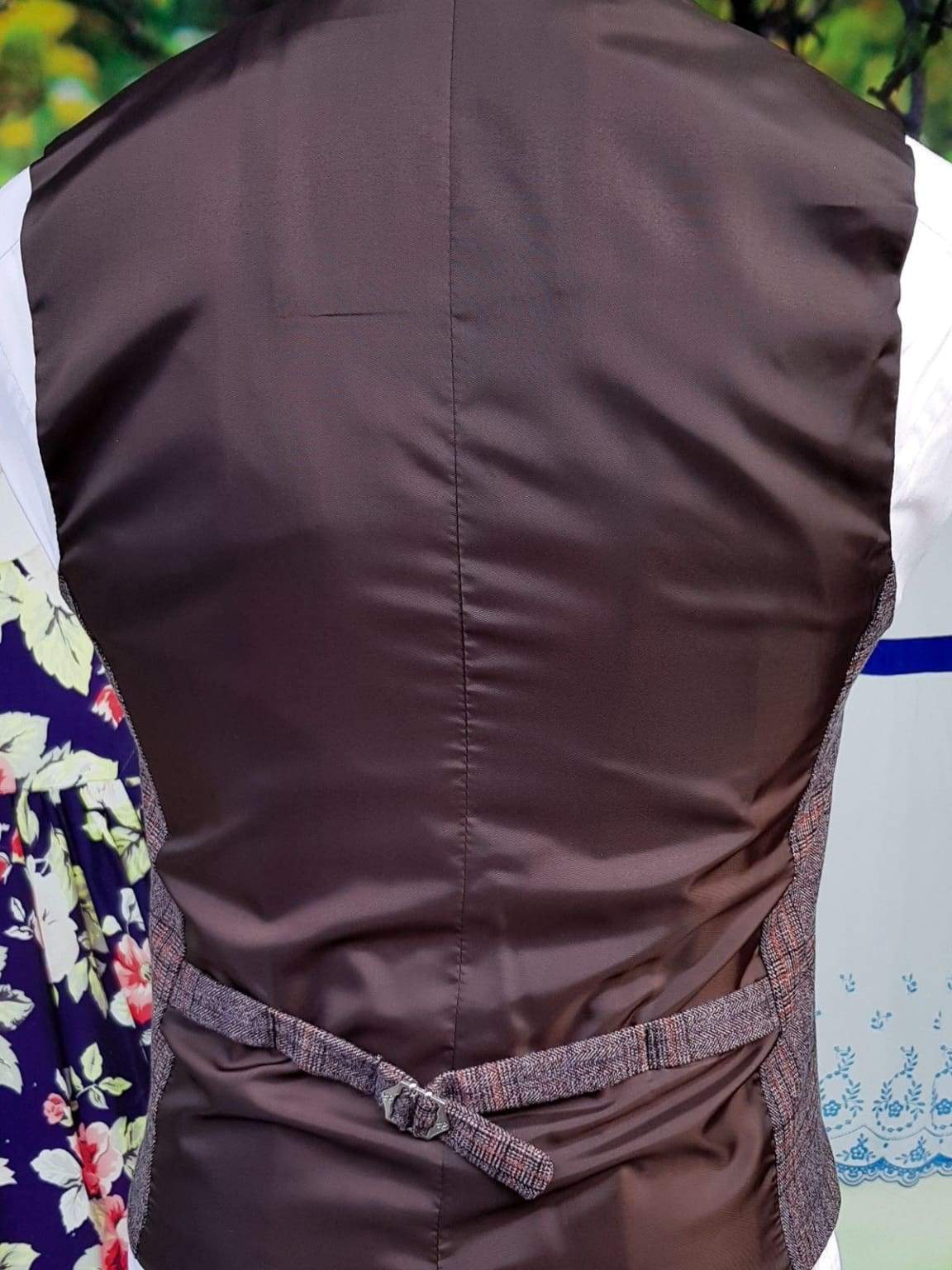 Cavani Brendan Slim Fit Wine Check Waistcoat for Men - Elegant Formal Vest for Weddings, Parties & Business Events
