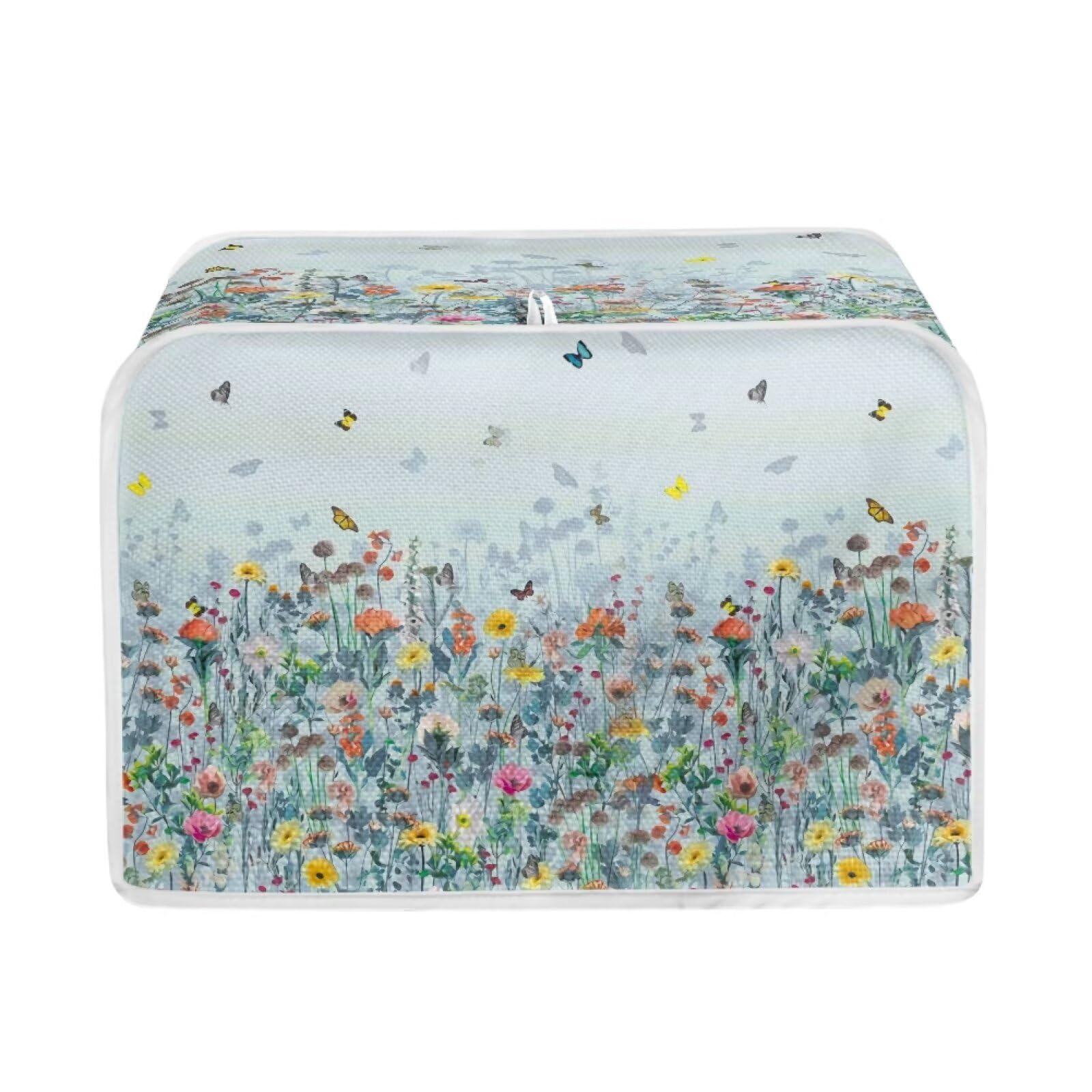 ZDCUSTOM Floral Butterfly 2-Slice Toaster Cover - Stain Resistant, Dust Proof Oven & Bread Machine Protector - Kitchen Decor for Coffee Maker & Small Appliances - Perfect for Home, Cafe, and Office Use
