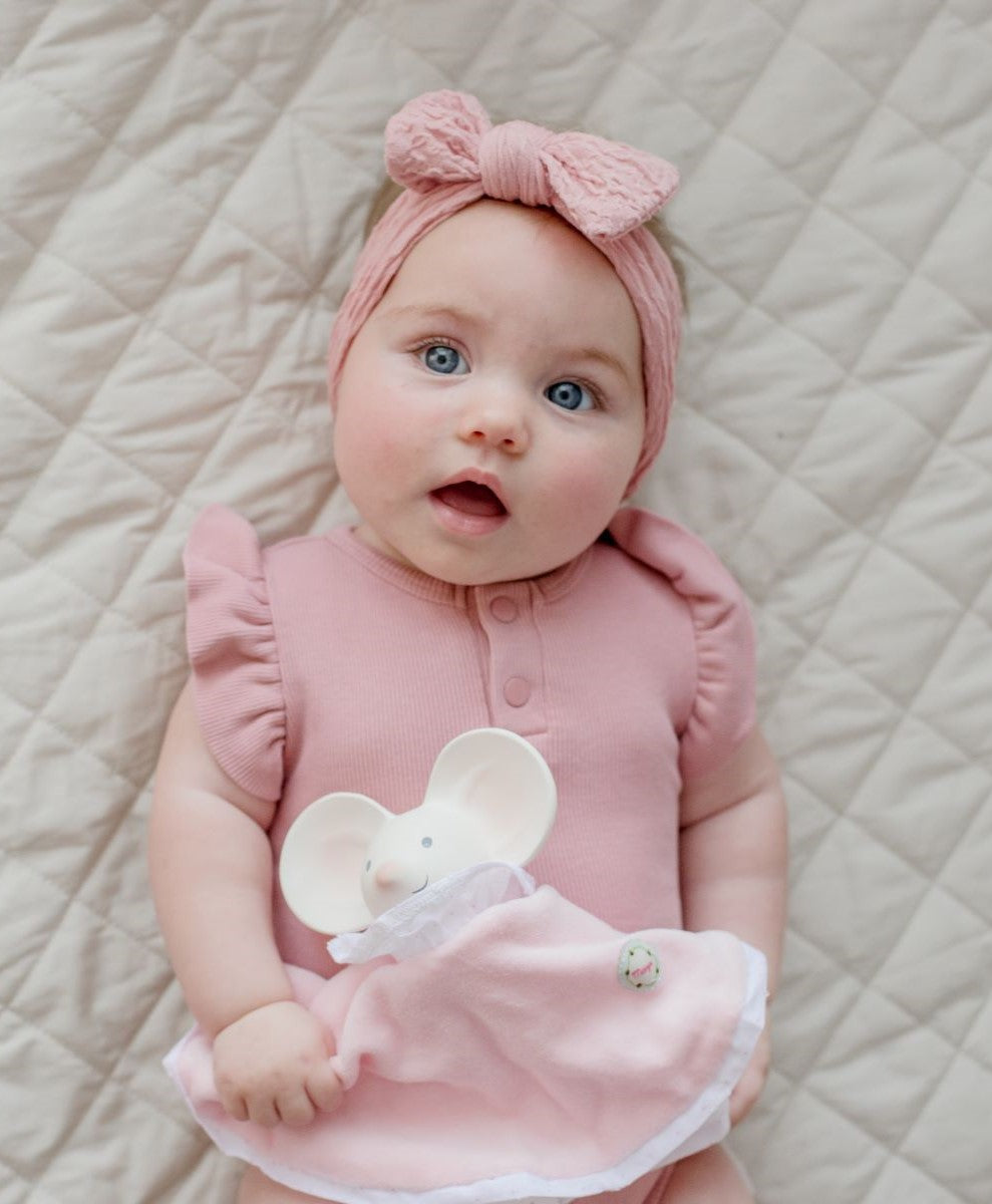 Tikiri Meiya the Mouse Snuggly Teether & Comforter - Soft Baby Teething Toy for Soothing Gums & Comfort - Perfect for Infants & Toddlers During Sleep, Travel, and Playtime