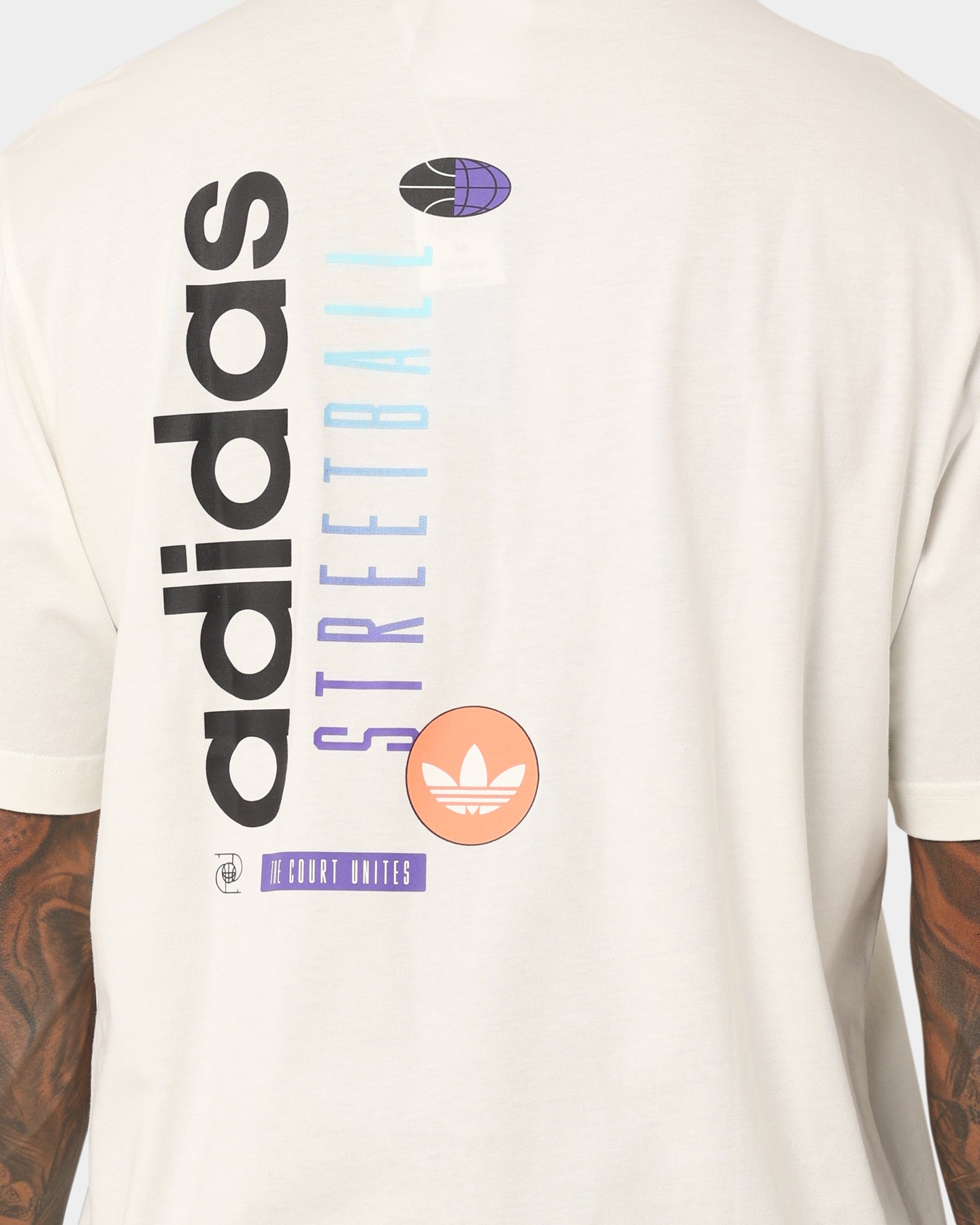 Adidas Streetball Graphics T-Shirt for Men - Off White Cotton Casual Tee - Streetwear Fashion for Basketball & Urban Style