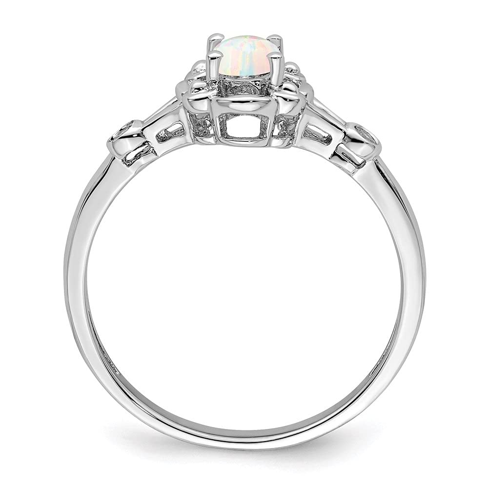 925 Sterling Silver Created Opal & Diamond Solitaire Ring for Women - Size 10 | Elegant Wedding, Engagement & Anniversary Jewelry Gift | Hypoallergenic & Tarnish-Resistant