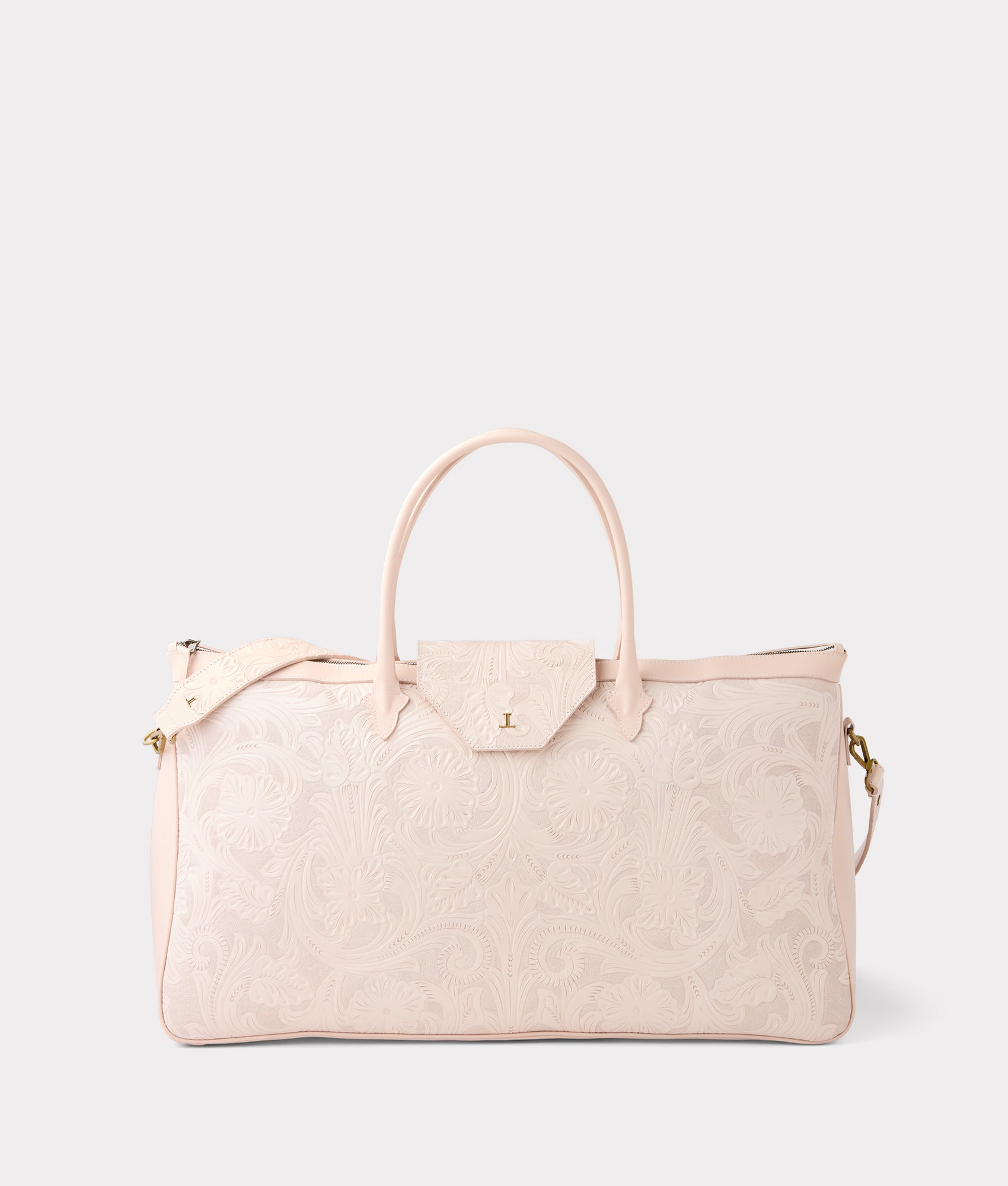 Premium Leather Weekender Bag for Women - Stylish Blush Pink Travel Duffel with Spacious Interior | Perfect for Weekend Getaways, Gym, and Business Trips